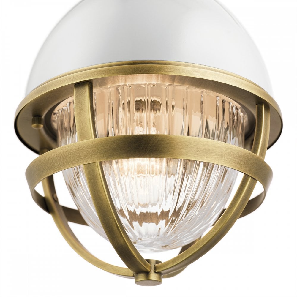 Quintiesse Tollis Single Mini Pendant - Natural Brass & White