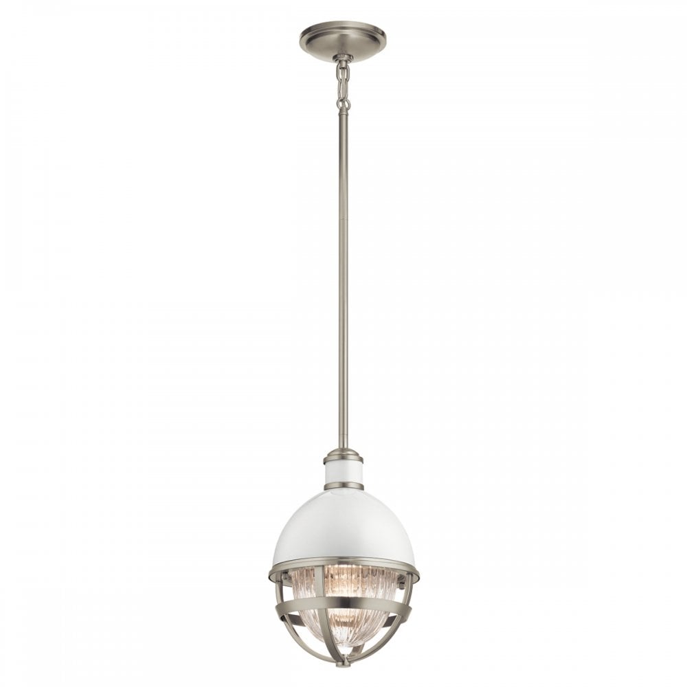 Quintiesse Tollis Single Mini Pendant - Brushed Nickel & White