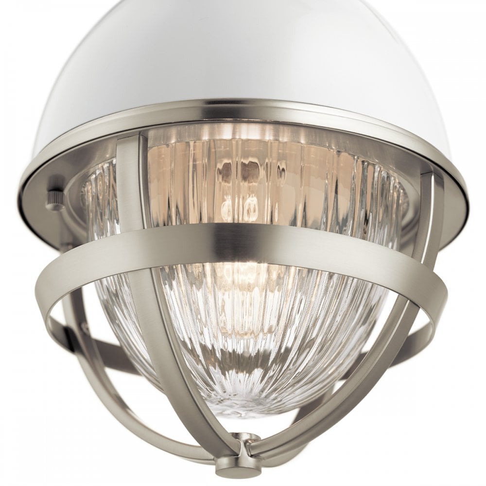 Quintiesse Tollis Single Mini Pendant - Brushed Nickel & White