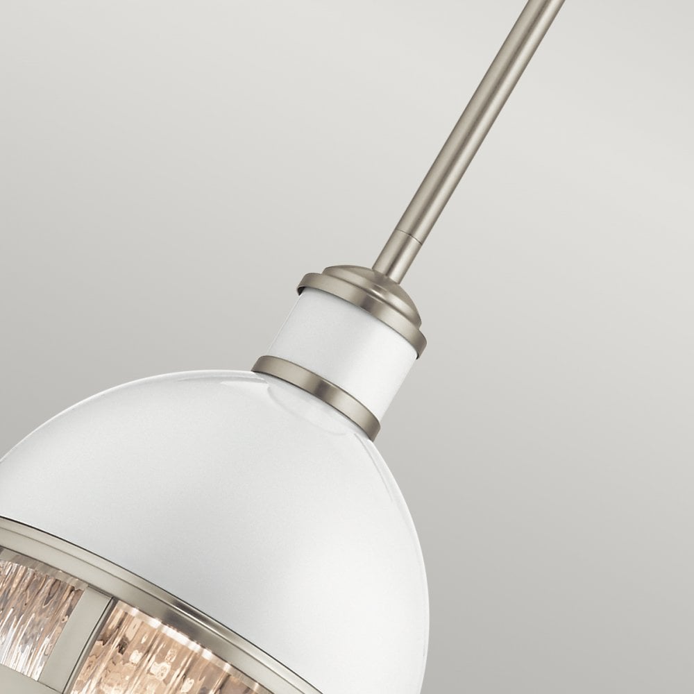 Quintiesse Tollis Single Mini Pendant - Brushed Nickel & White
