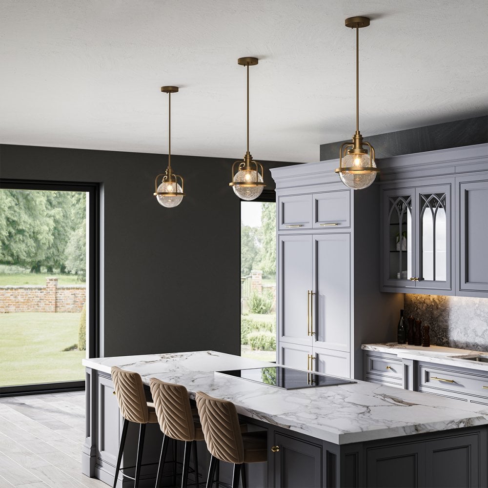 Quintiesse Triocent Single Bathroom Pendant / Semi-Flush - Natural Brass