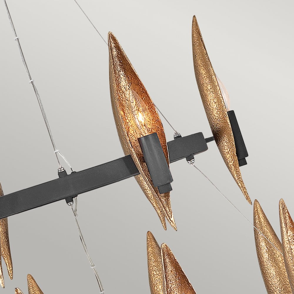 Quintiesse Willow 18 Light Chandelier - Carbon Black with Deluxe Gold