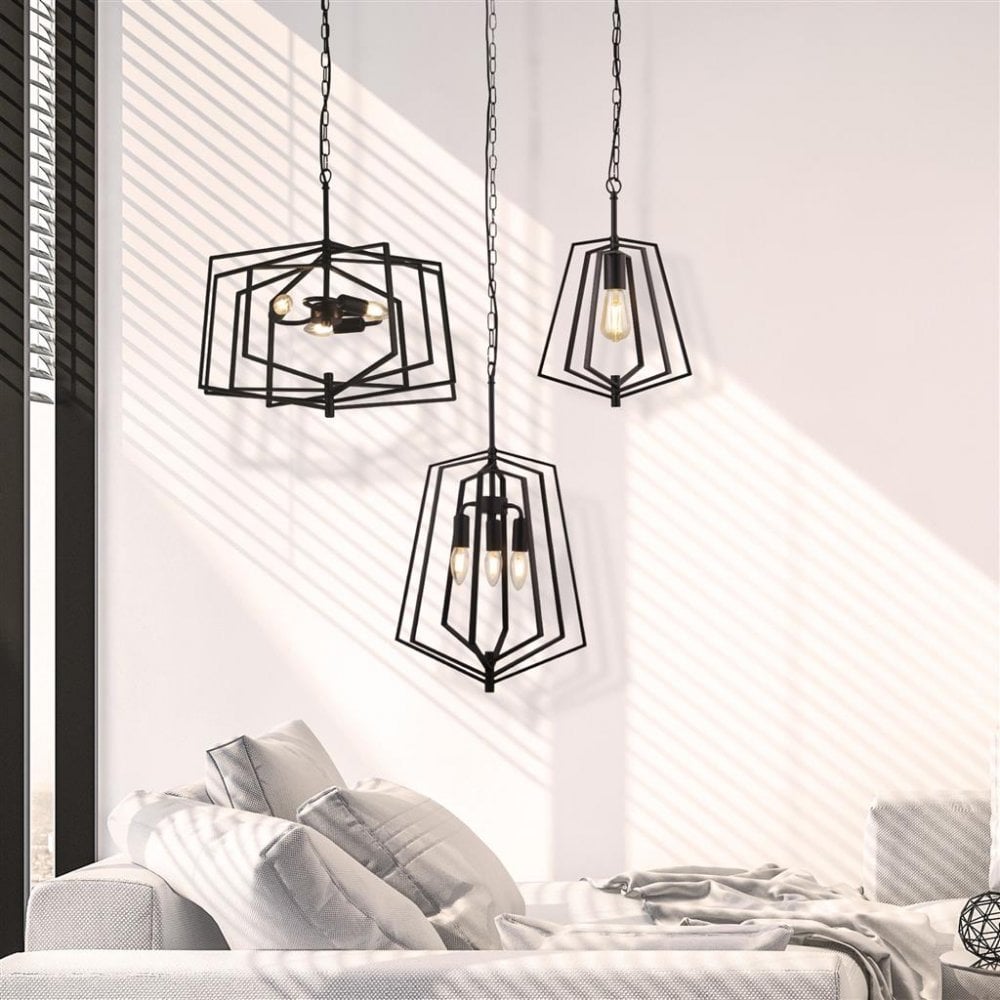 Searchlight Simpson Ceiling Pendant - Matt Black