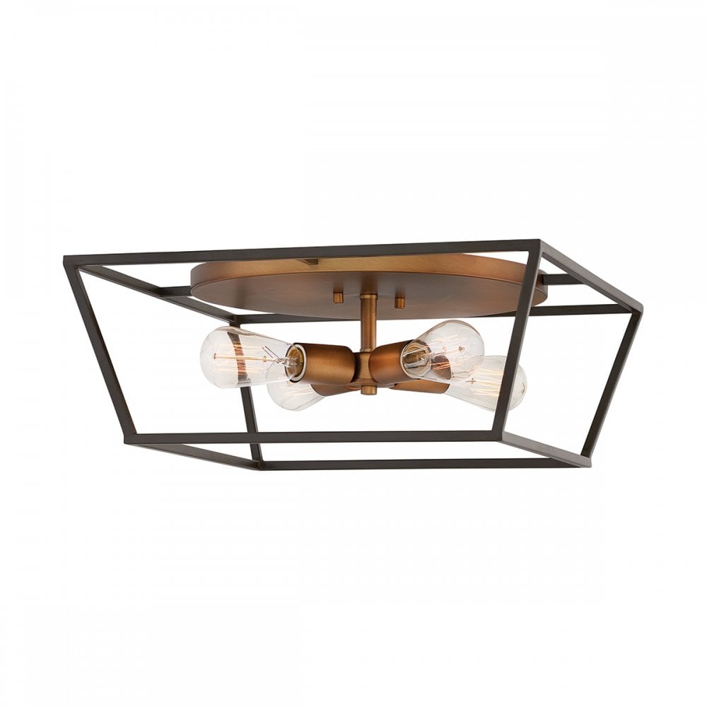 Hinkley Fulton 4 Light Flush Fitting - Bronze & Heirloom Brass