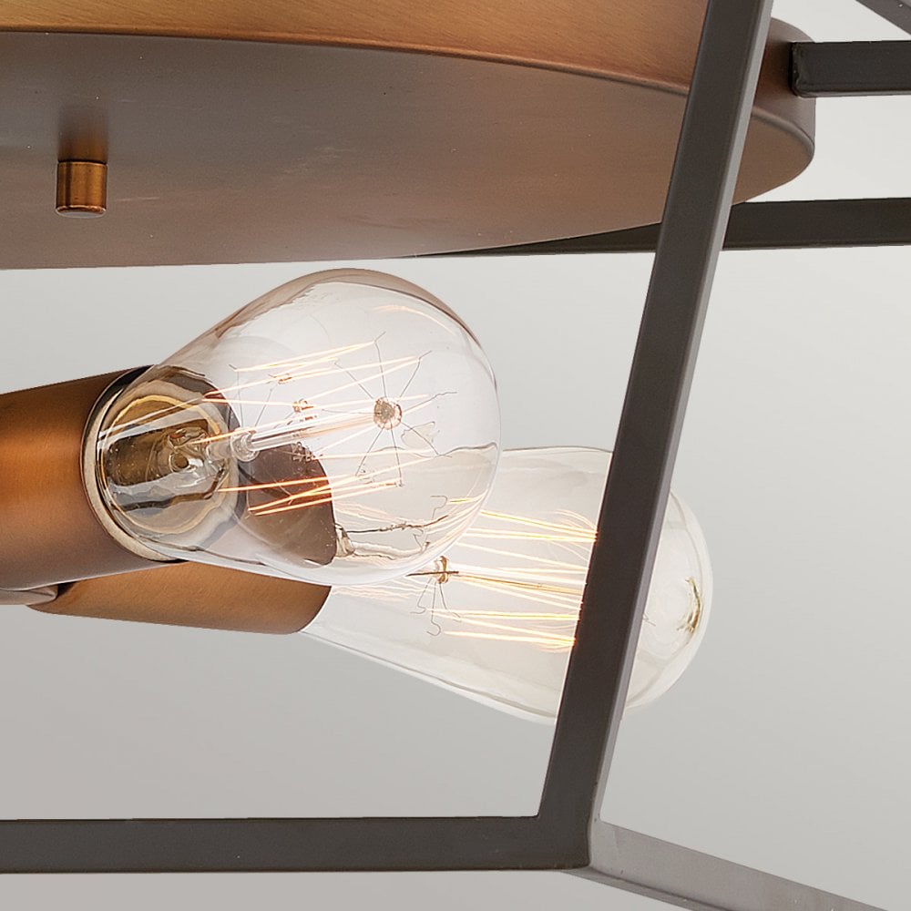 Hinkley Fulton 4 Light Flush Fitting - Bronze & Heirloom Brass