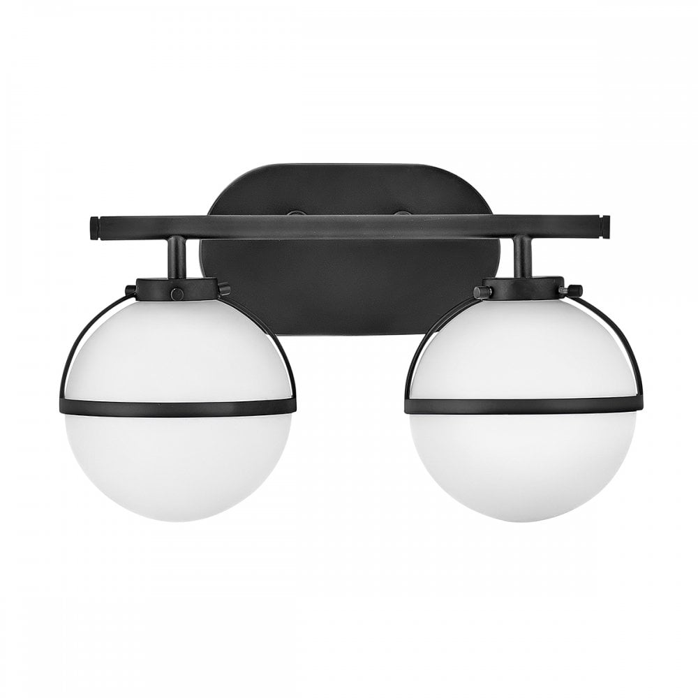 Hinkley Hollis 2 Light Wall Light - Opal - Black