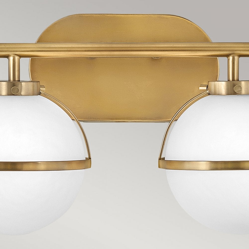 Hinkley Hollis 2 Light Wall Light - Opal - Heritage Brass