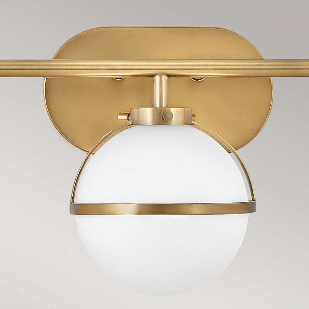 Hinkley Hollis 3 Light Wall Light - Opal - Heritage Brass