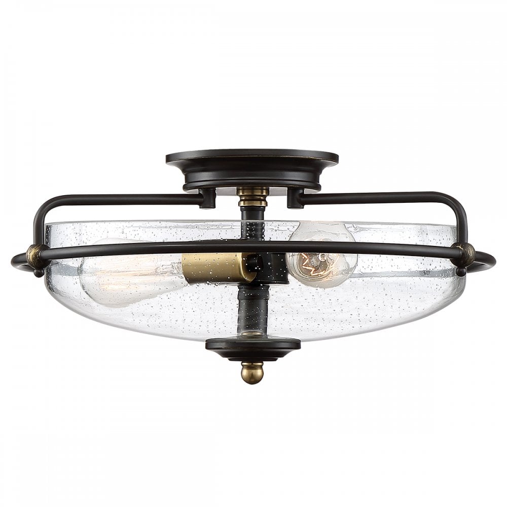 Quoizel Griffin 3 Light Flush Fitting - Palladian Bronze & Weathered Brass