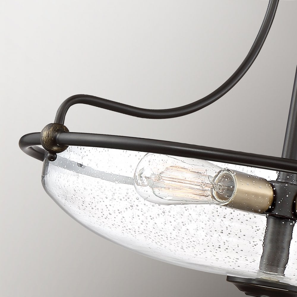 Quoizel Griffin 3 Light Medium Semi-Flush Fitting - Palladian Bronze & Weathered Brass