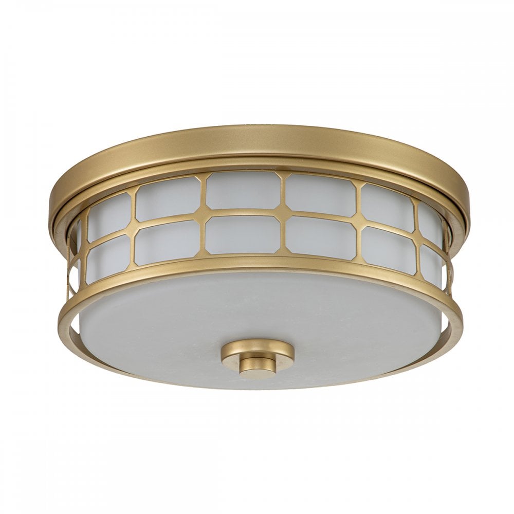 Quoizel Guardian 2 Light Bathroom Flush Fitting - Painted Natural Brass