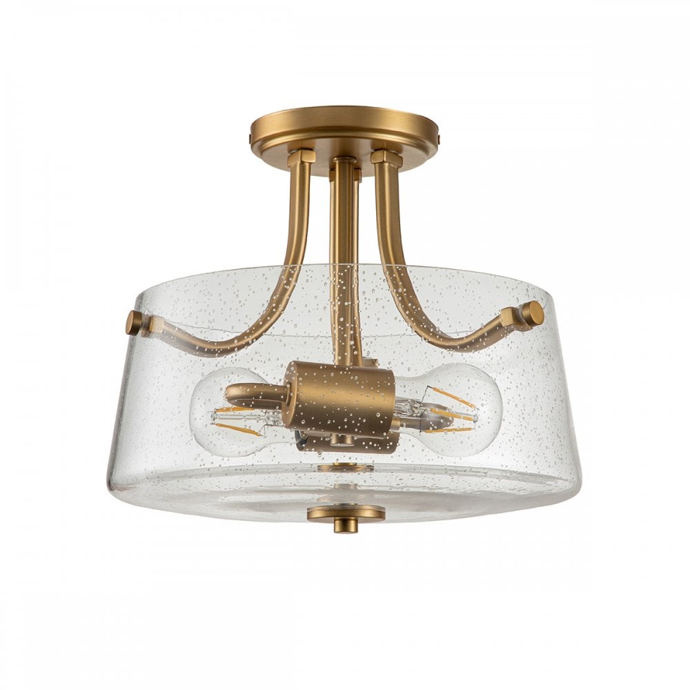 Quoizel Hollister 2 Light Semi-Flush Fitting - Brushed Brass