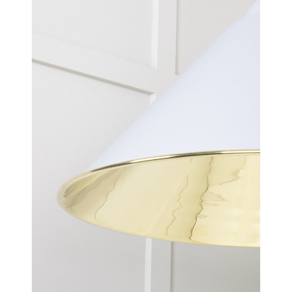 From The Anvil Smooth Brass Hockley Pendant - Birch (Pale Grey)