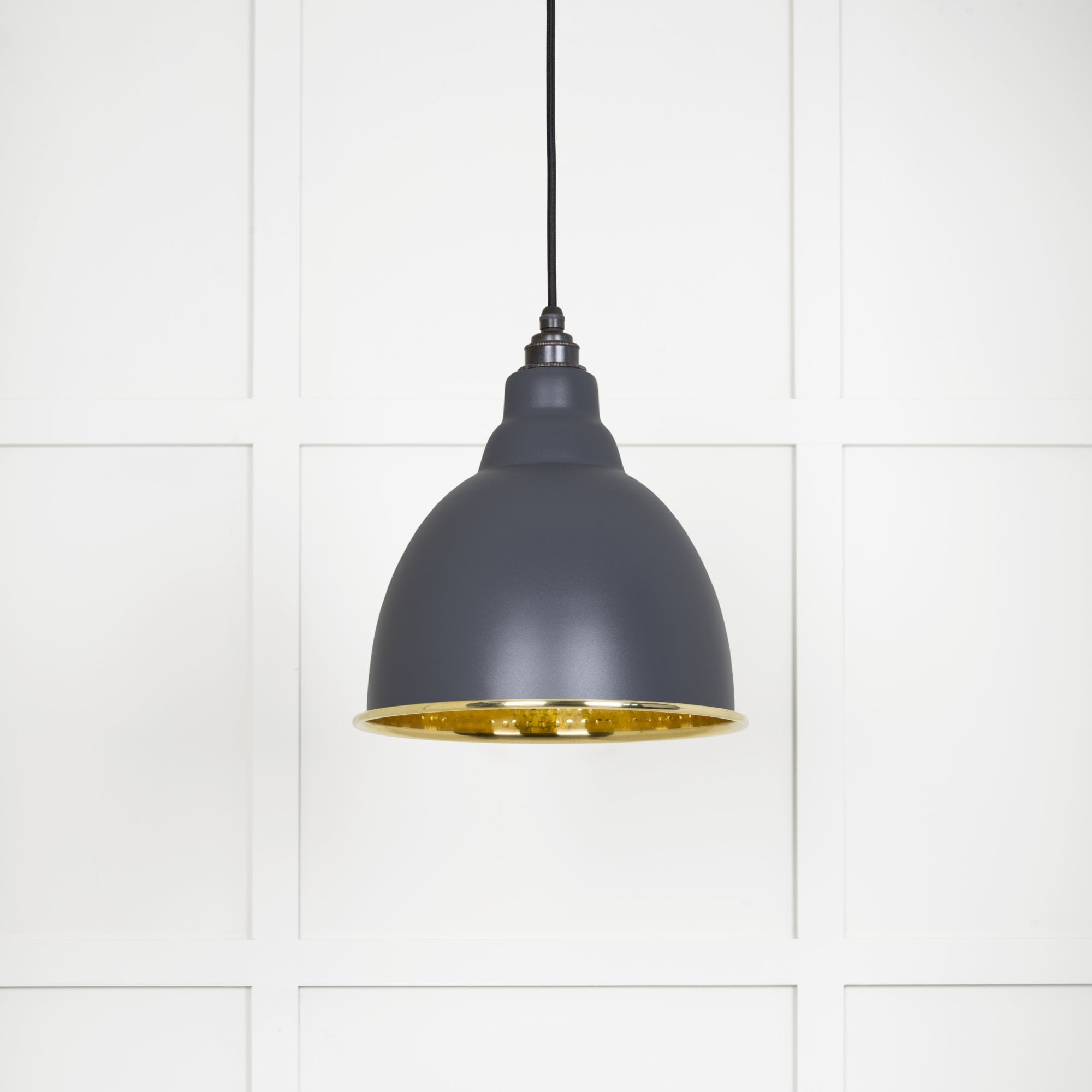From The Anvil Hammered Brass Brindley Pendant - Slate (Mid Grey)