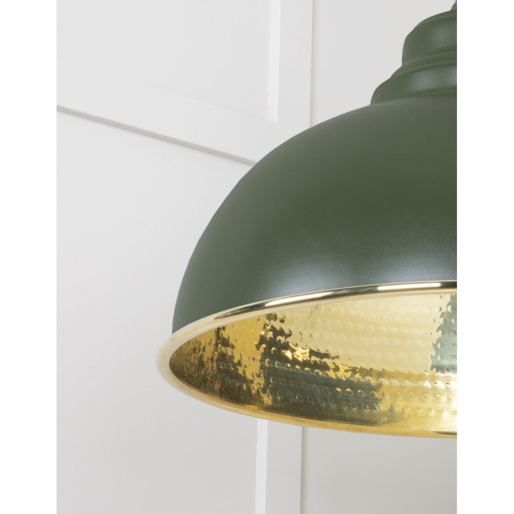 From The Anvil Hammered Brass Harborne Pendant - Heath (Earthy Green)