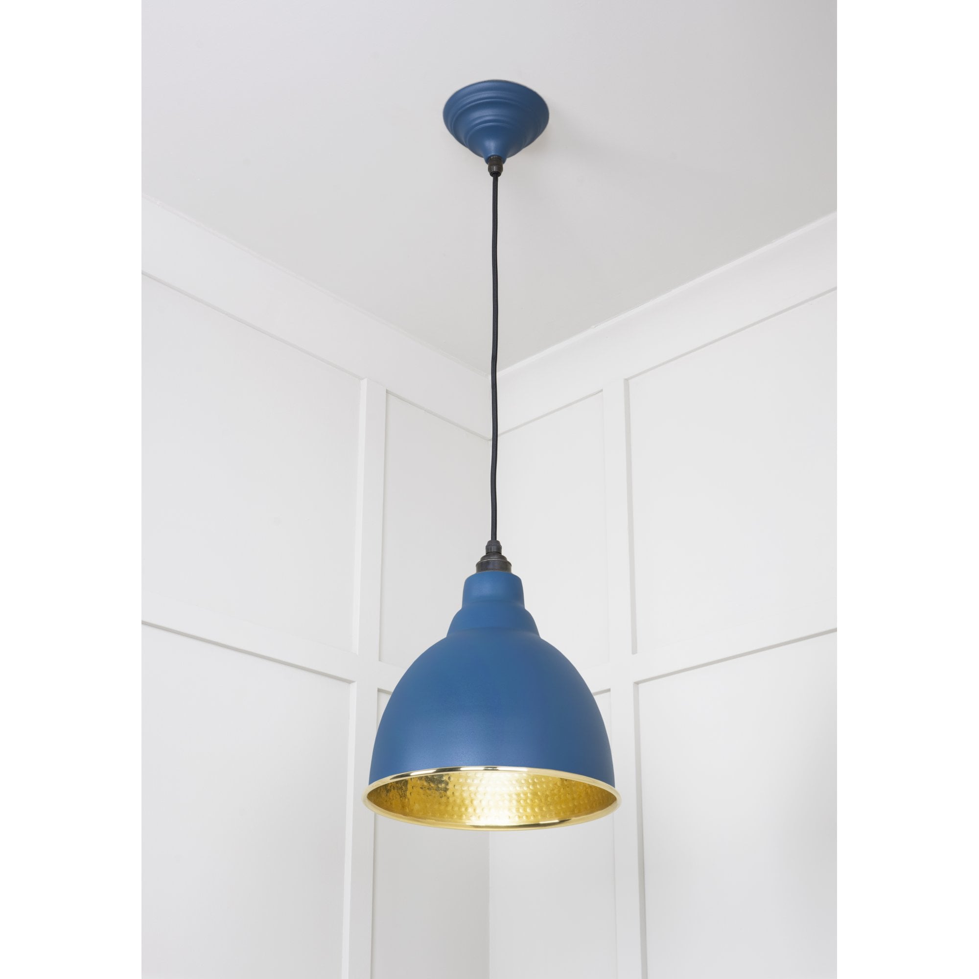 From The Anvil Hammered Brass Brindley Pendant - Upstream (Blue)