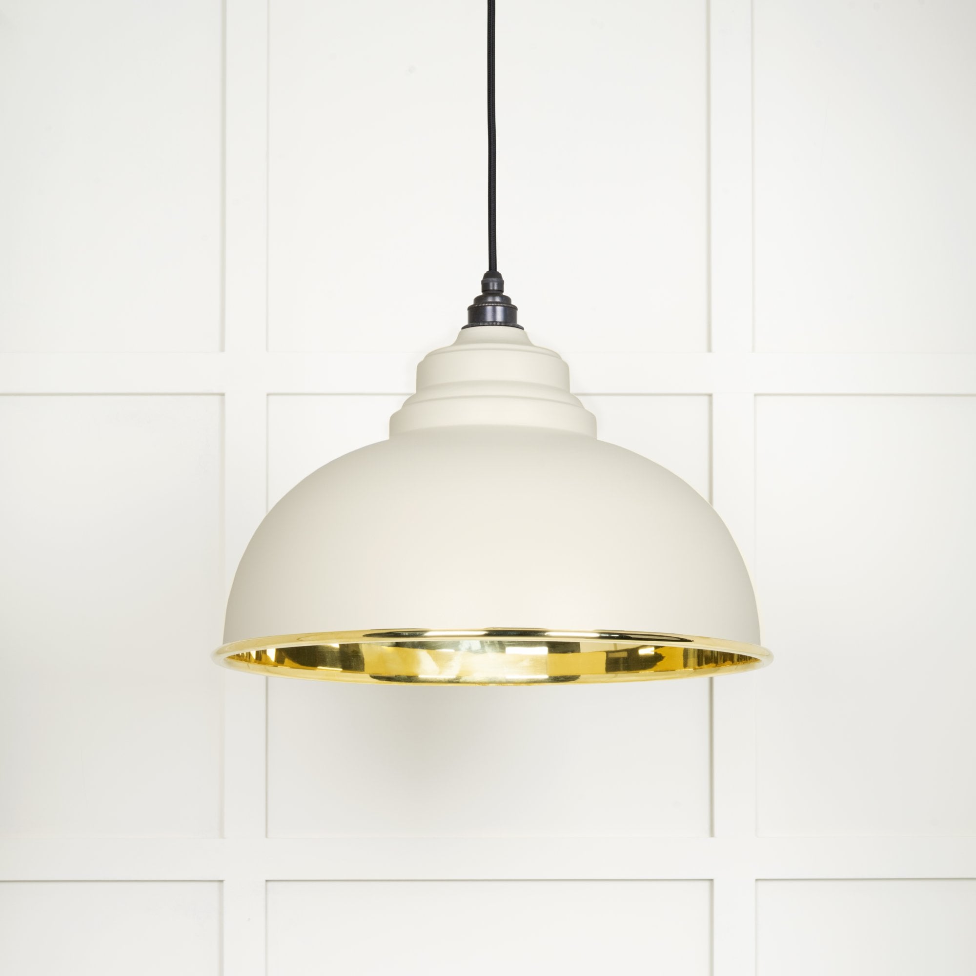 From The Anvil Smooth Brass Harborne Pendant - Teasel (Off White/Cream)