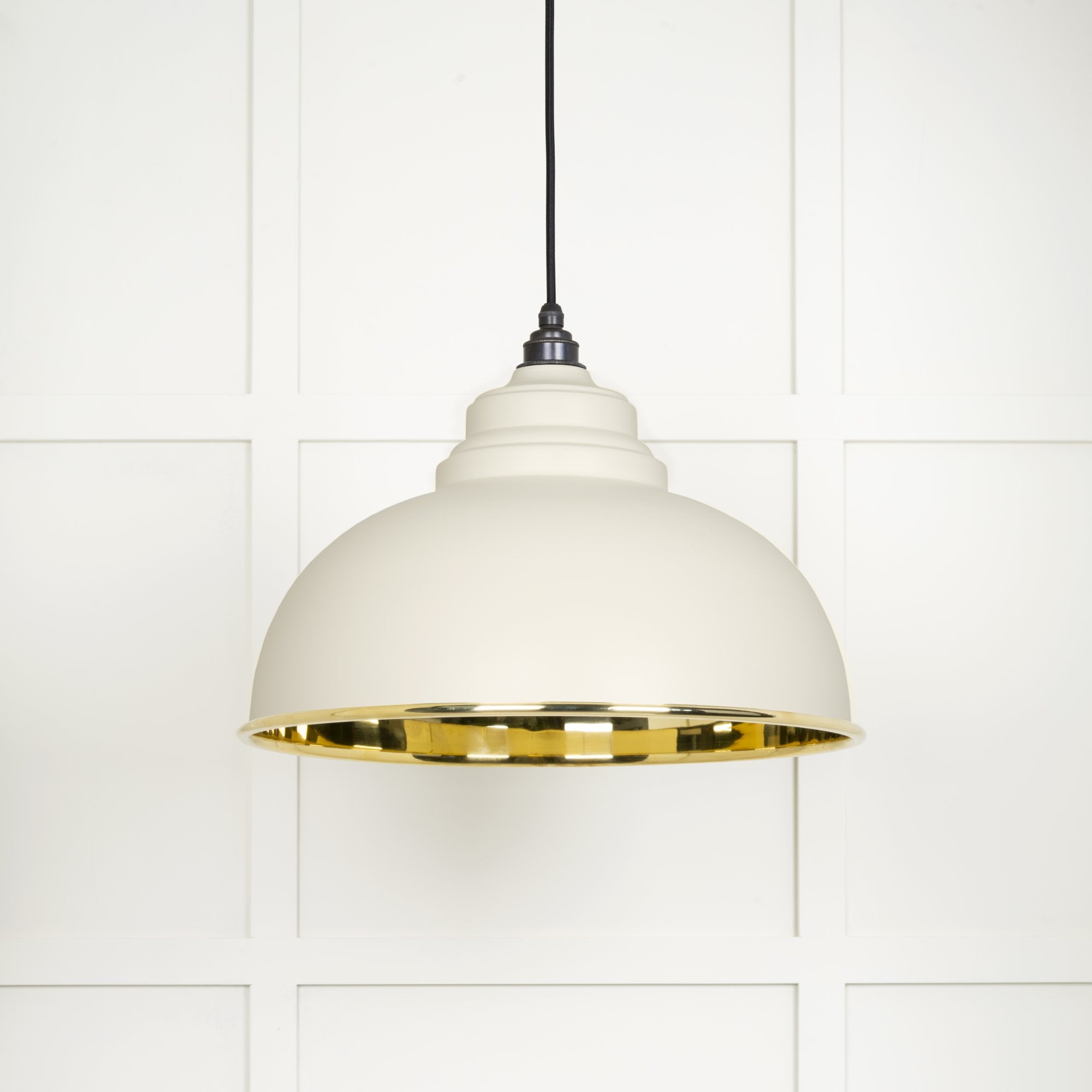 From The Anvil Smooth Brass Harborne Pendant - Teasel (Off White/Cream)
