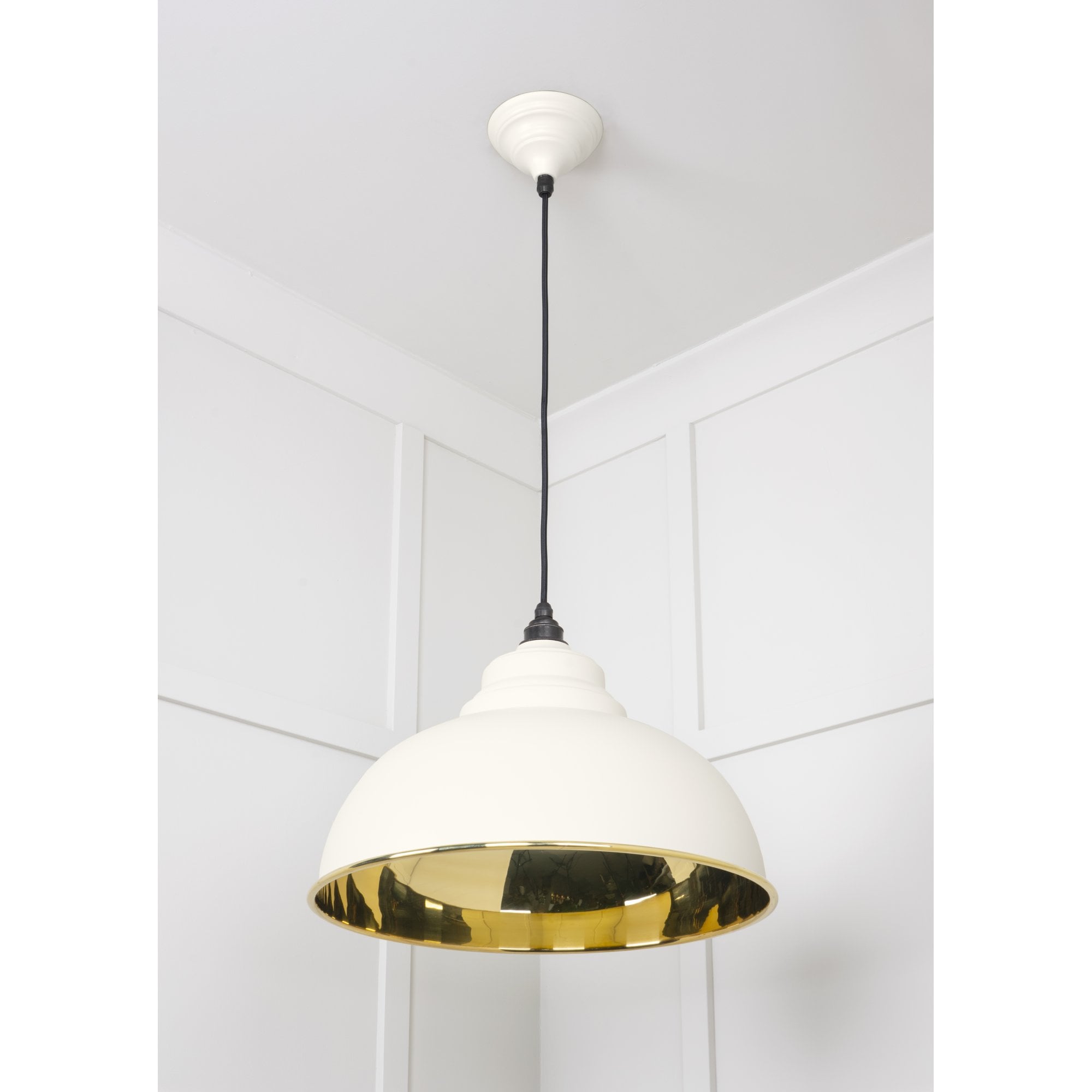 From The Anvil Smooth Brass Harborne Pendant - Teasel (Off White/Cream)