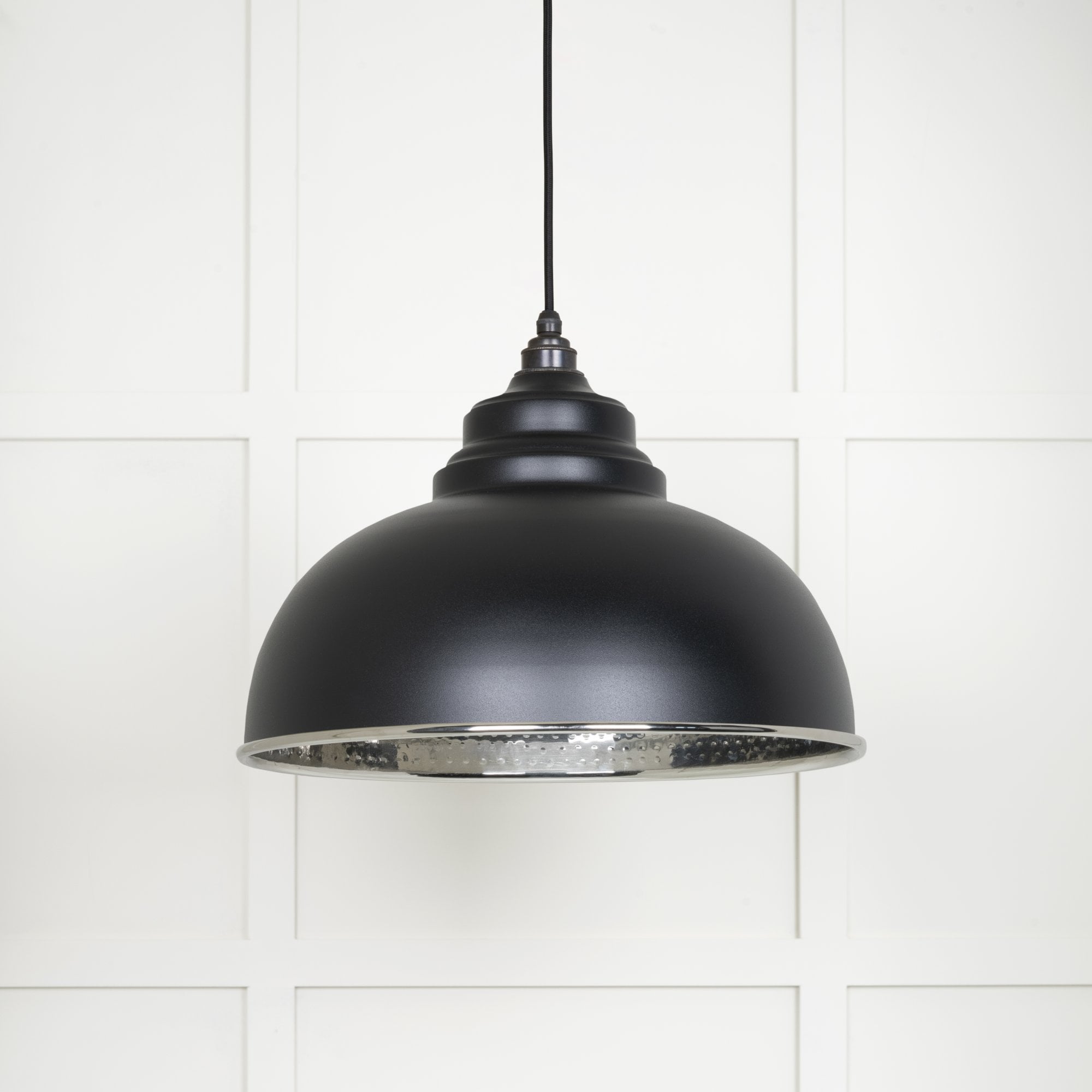 From The Anvil Hammered Nickel Harborne Pendant - Elan Black