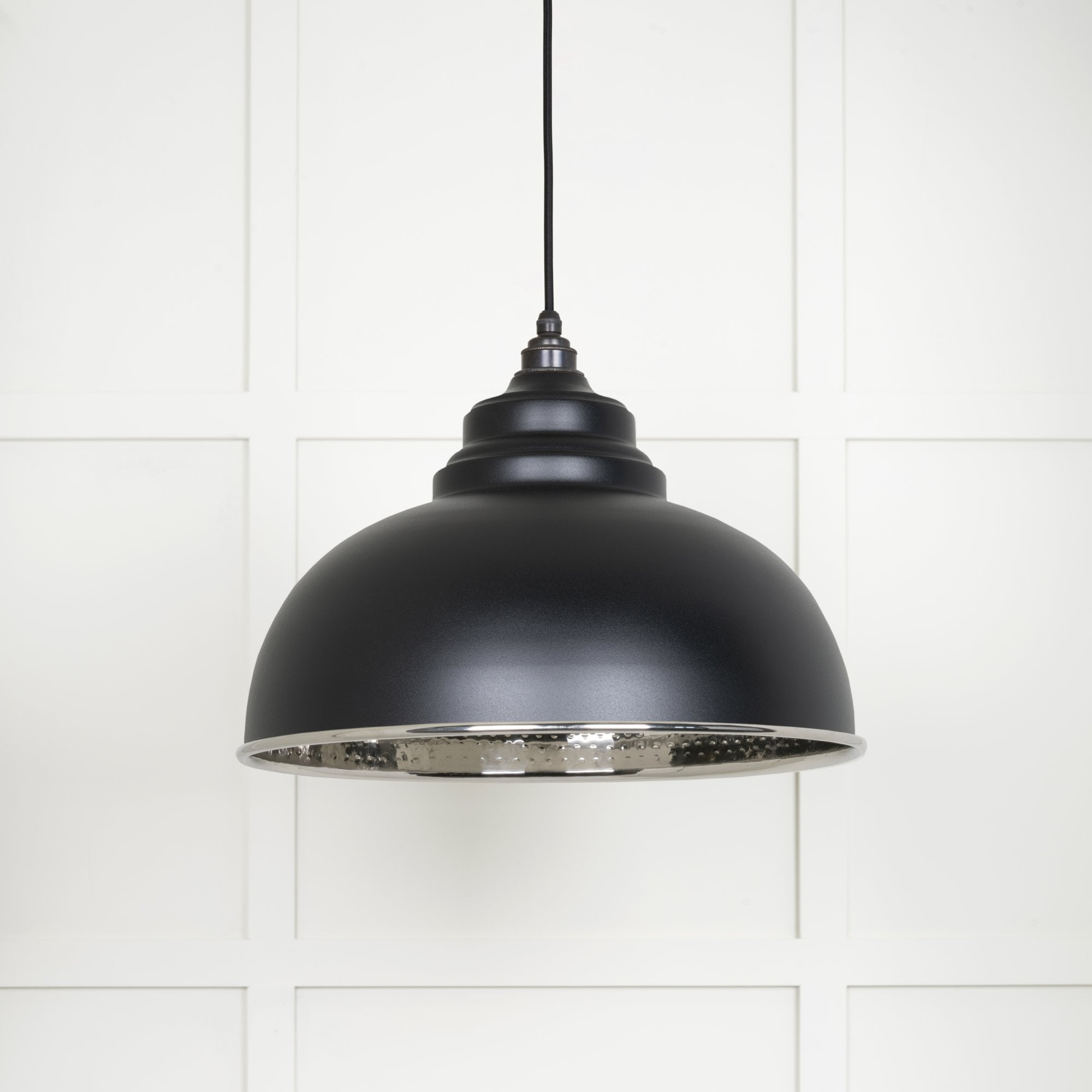 From The Anvil Hammered Nickel Harborne Pendant - Elan Black