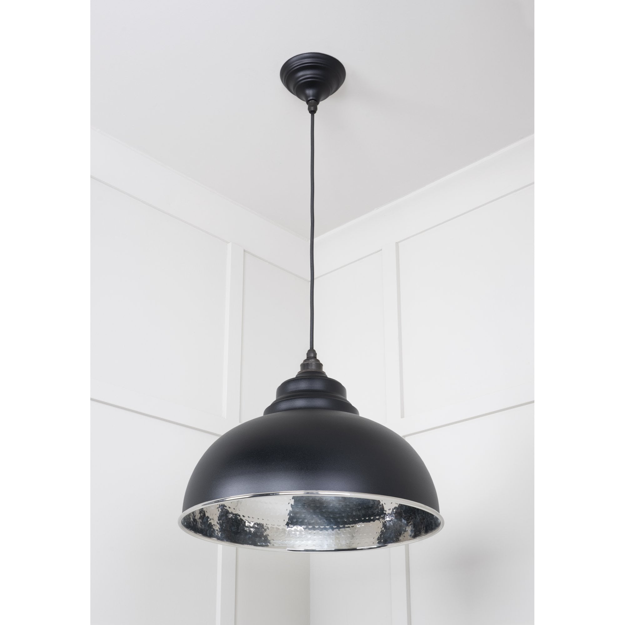 From The Anvil Hammered Nickel Harborne Pendant - Elan Black