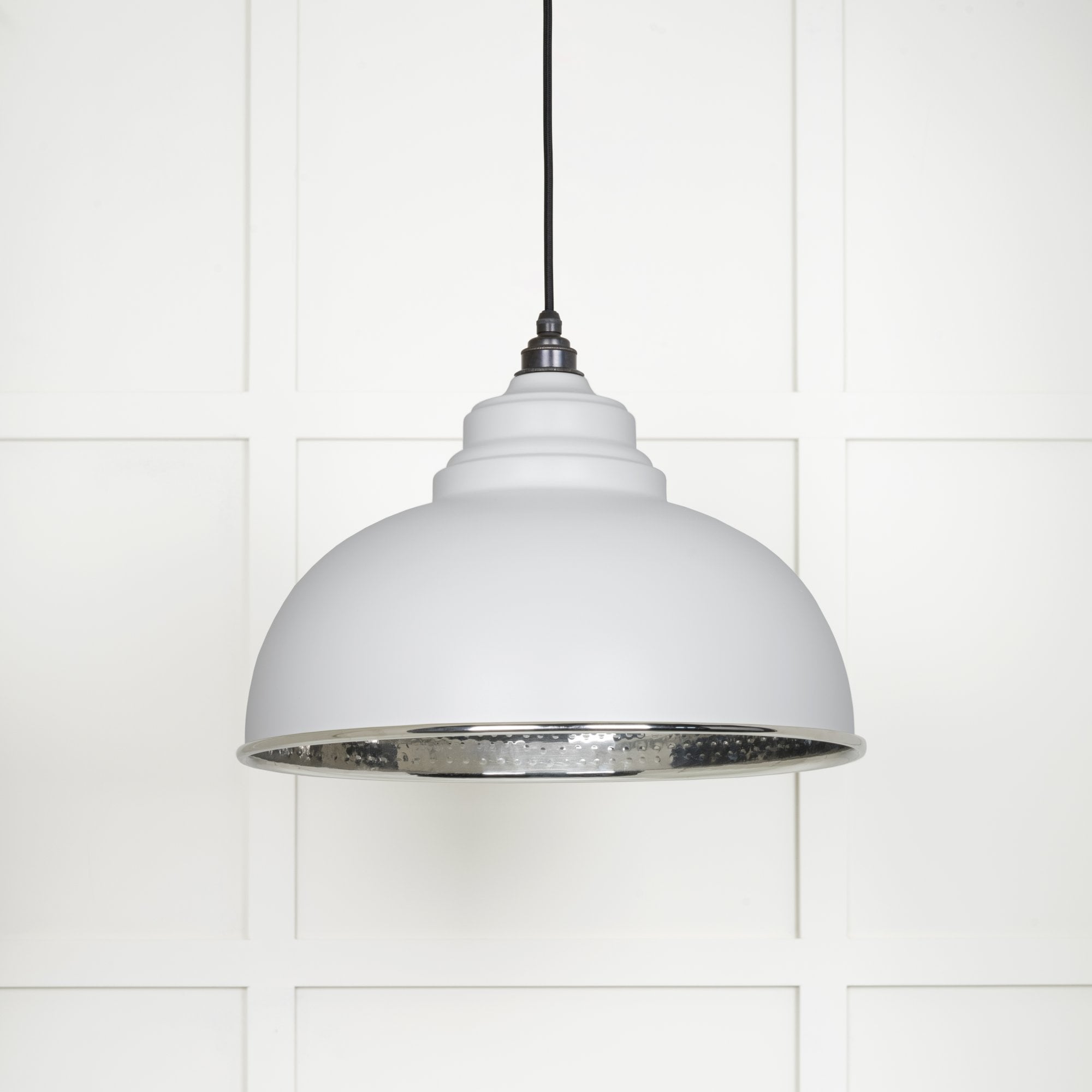 From The Anvil Hammered Nickel Harborne Pendant - Flock (Matt White)