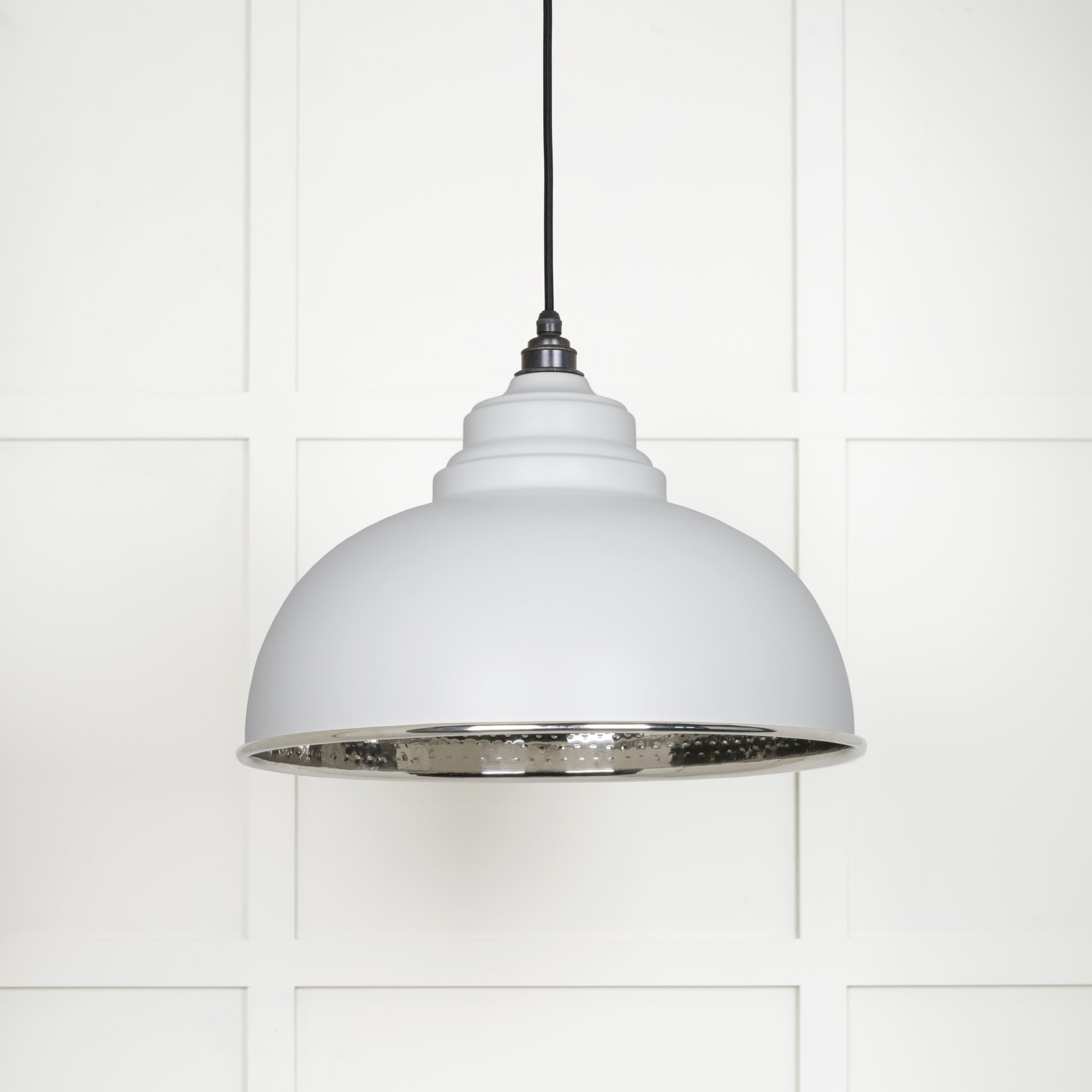 From The Anvil Hammered Nickel Harborne Pendant - Flock (Matt White)