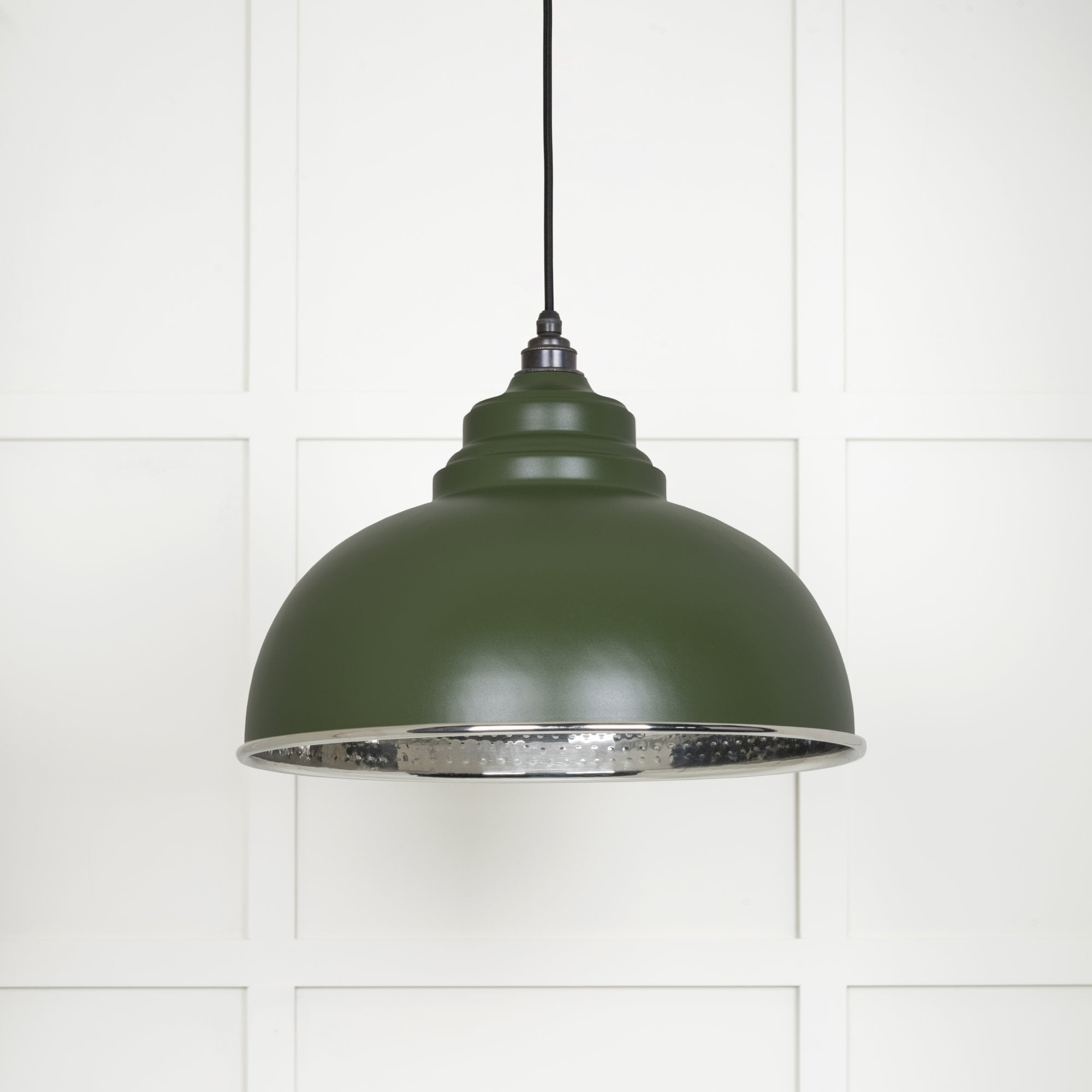 From The Anvil Hammered Nickel Harborne Pendant - Heath (Earthy Green)