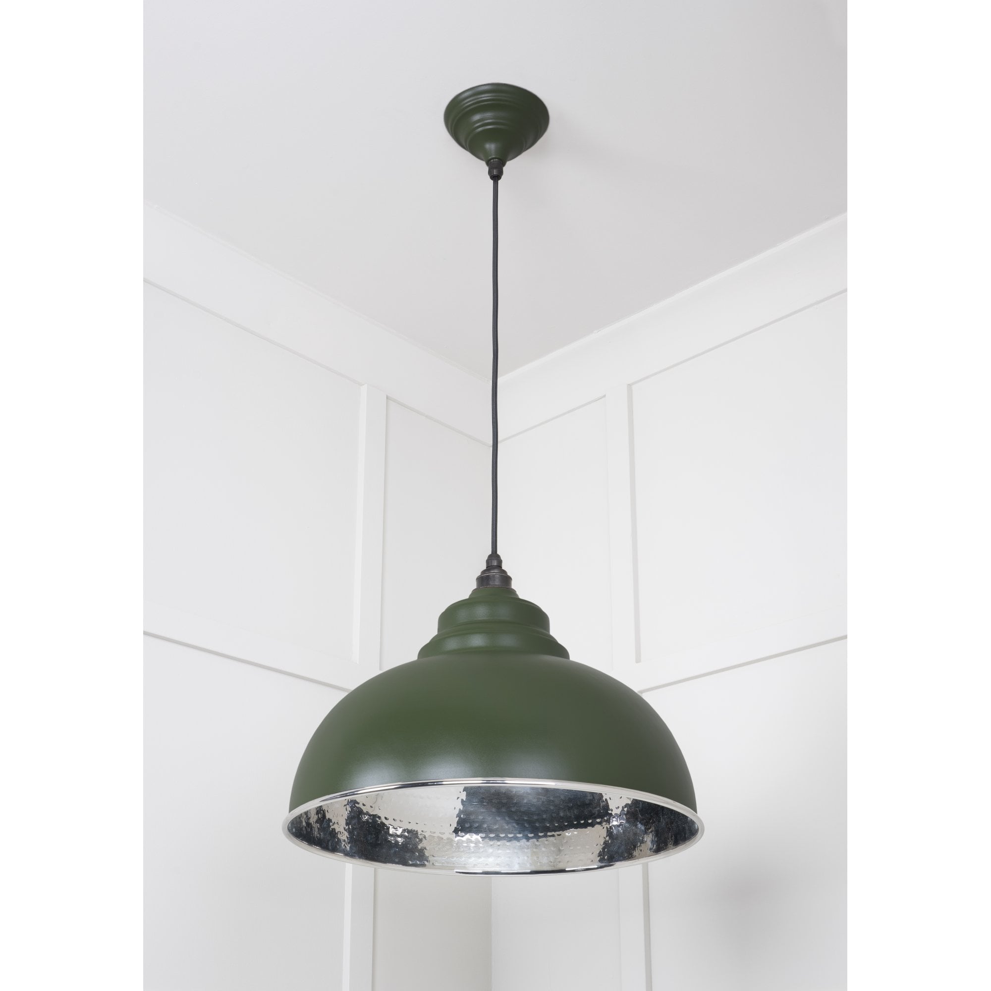 From The Anvil Hammered Nickel Harborne Pendant - Heath (Earthy Green)