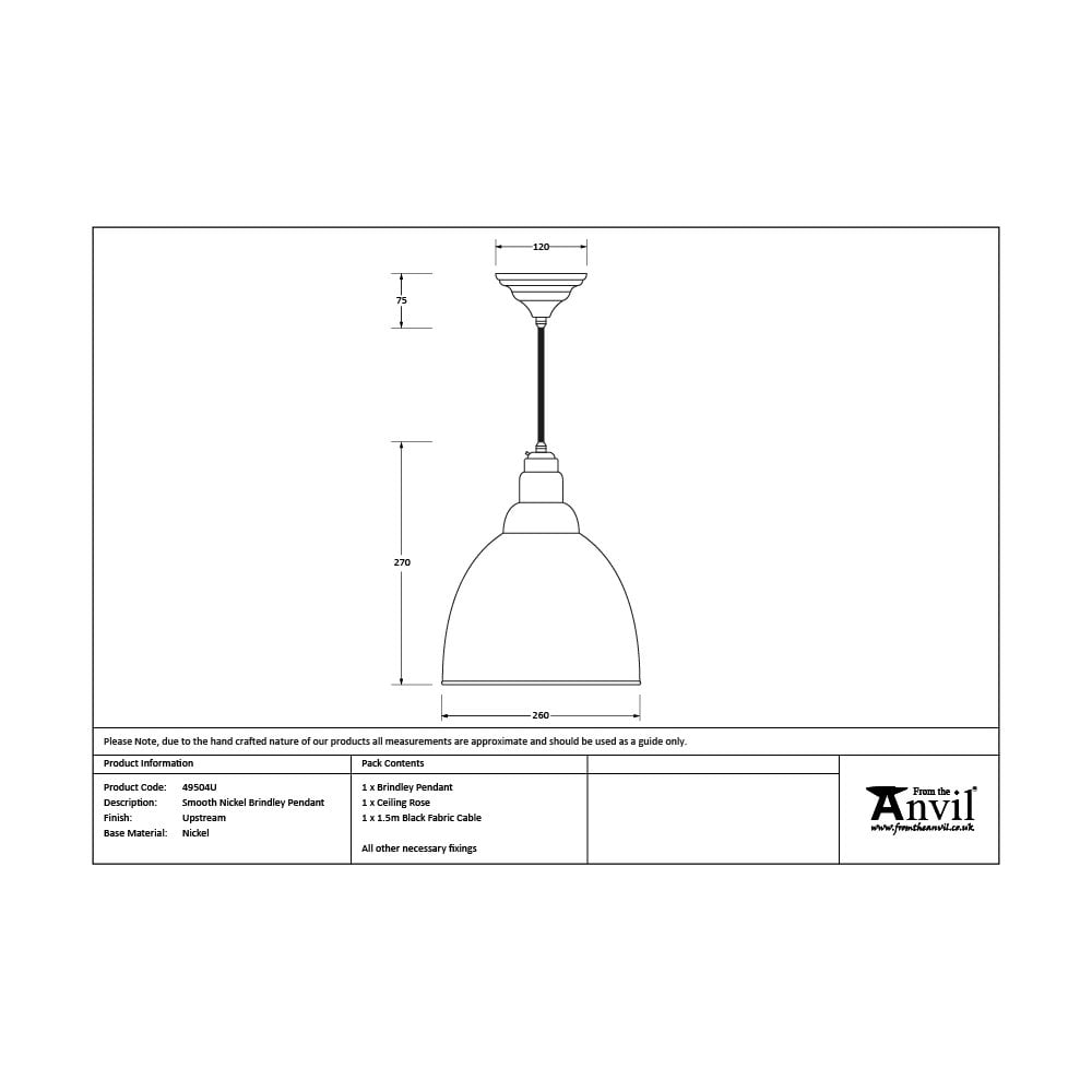 From The Anvil Smooth Nickel Brindley Pendant - Upstream (Blue)