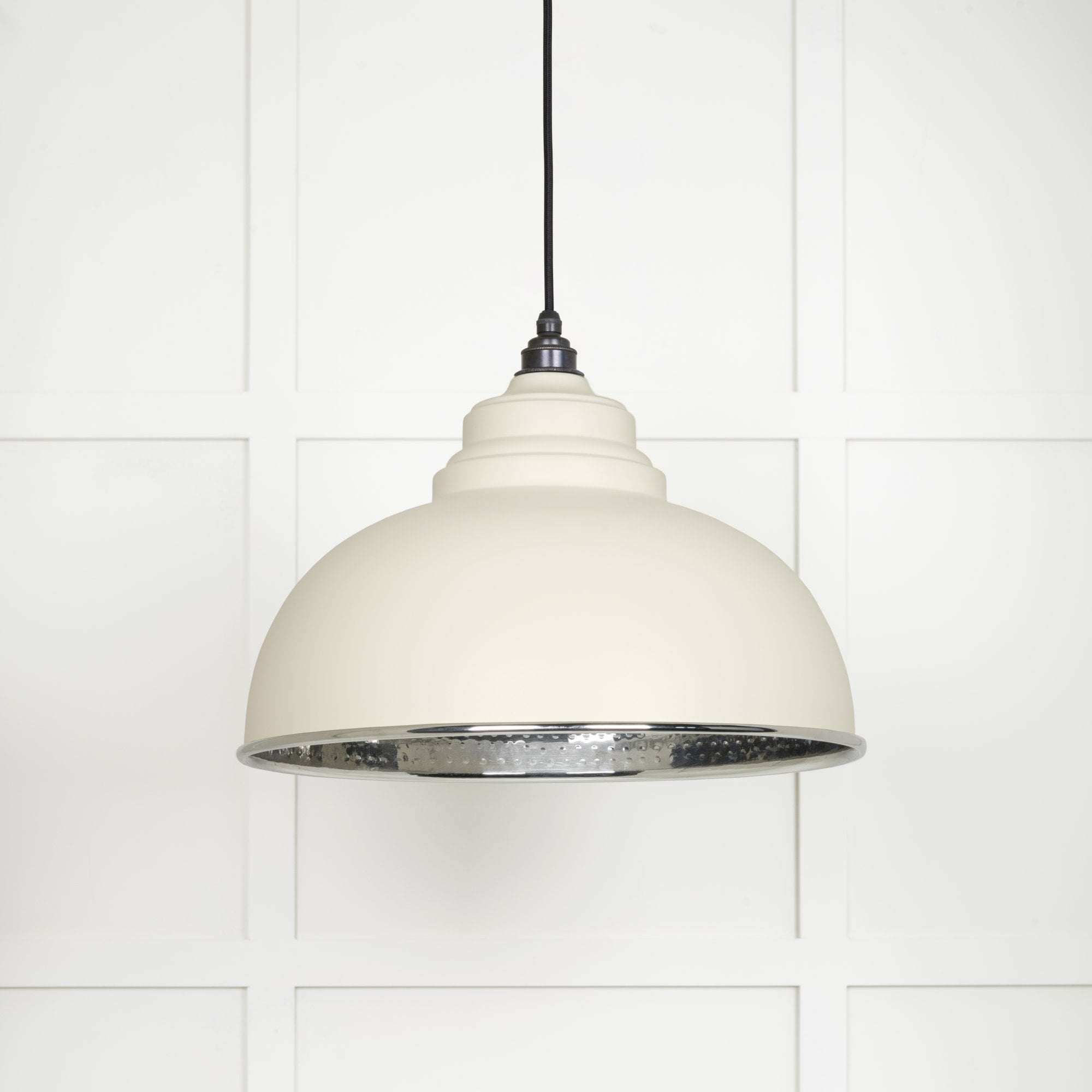 From The Anvil Hammered Nickel Harborne Pendant - Teasel (Off White/Cream)