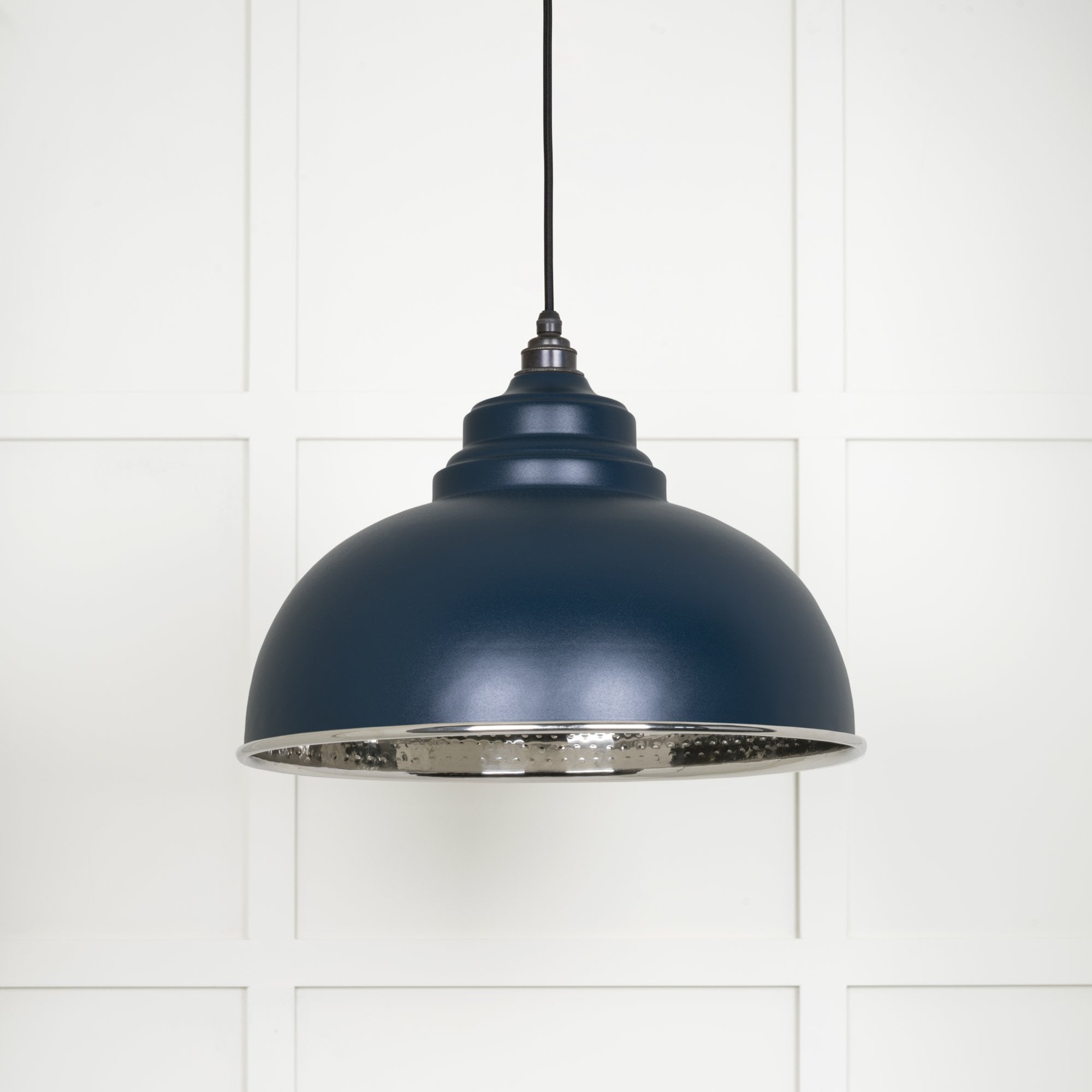 From The Anvil Hammered Nickel Harborne Pendant - Dusk (Dark Blue/Grey)