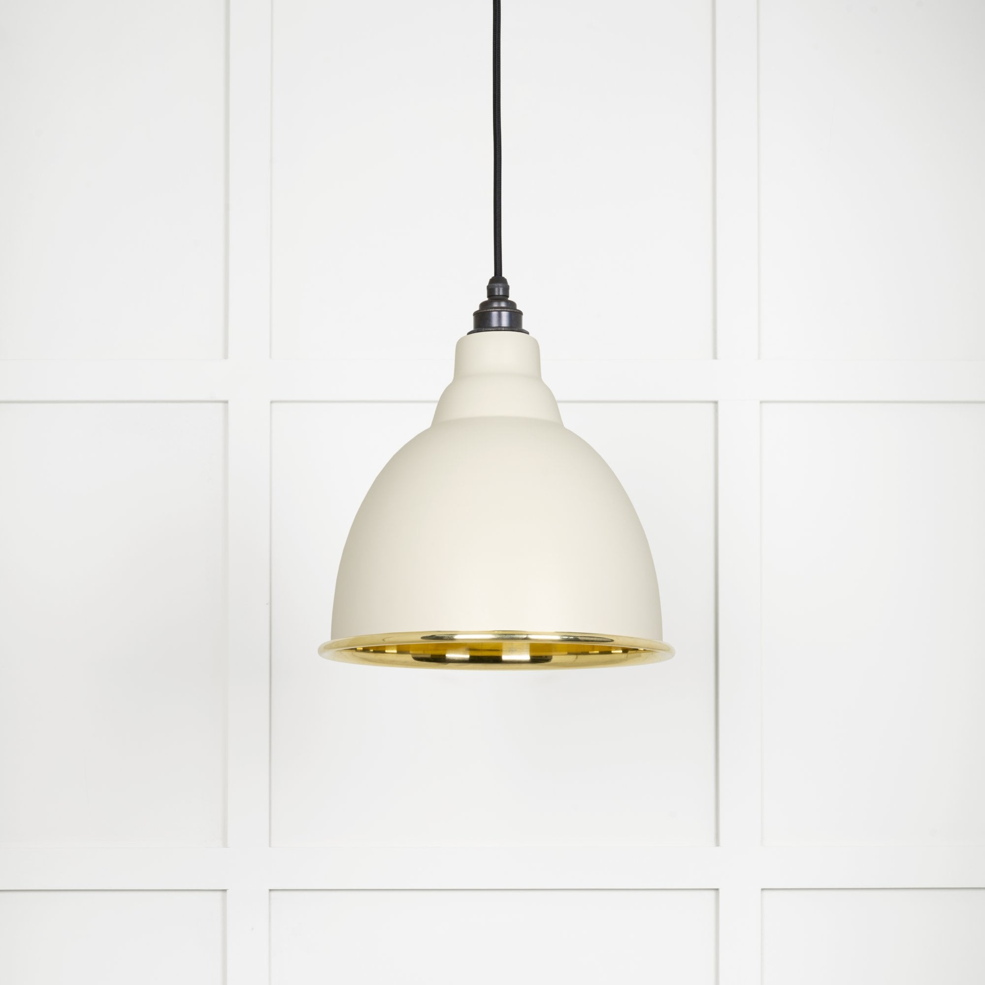 From The Anvil Smooth Brass Brindley Pendant - Teasel (Off White/Cream)