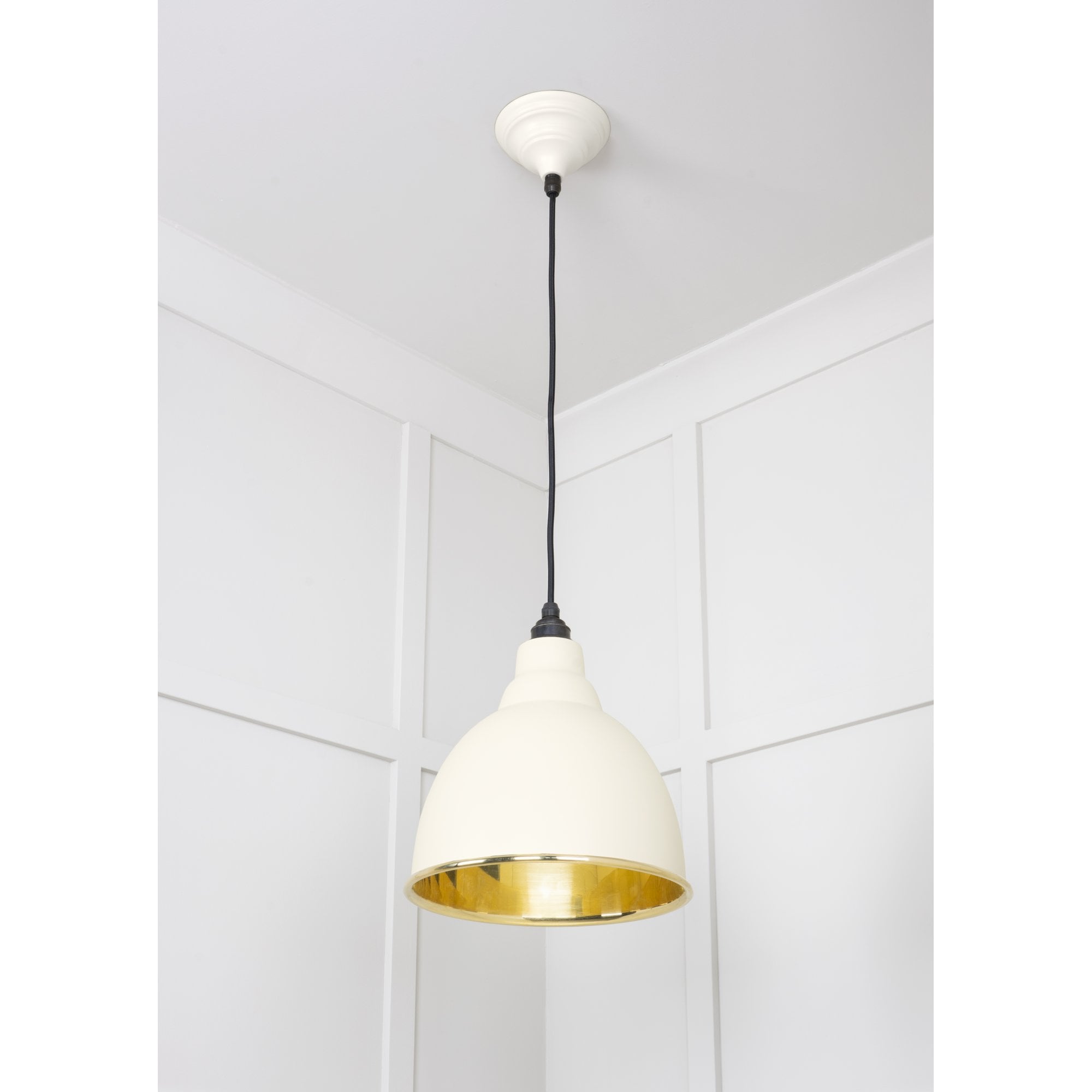 From The Anvil Smooth Brass Brindley Pendant - Teasel (Off White/Cream)