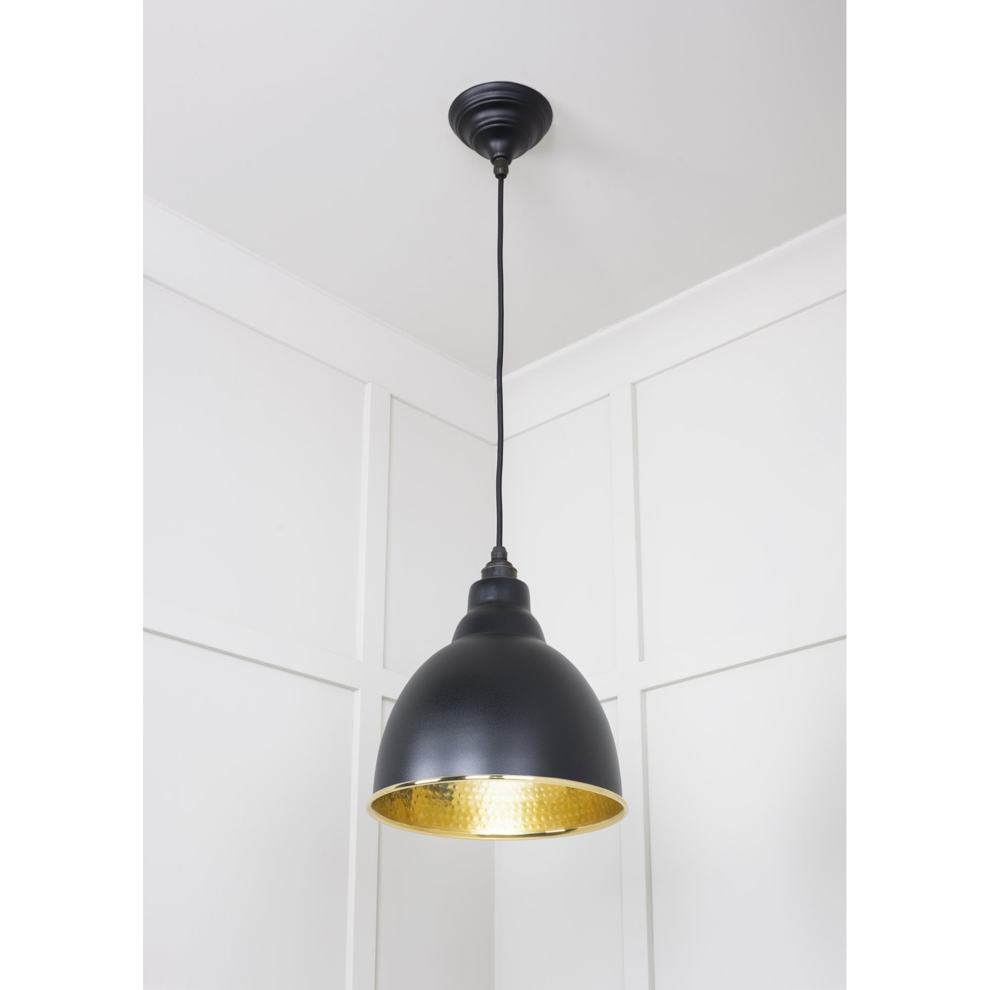 From The Anvil Hammered Brass Brindley Pendant - Elan Black