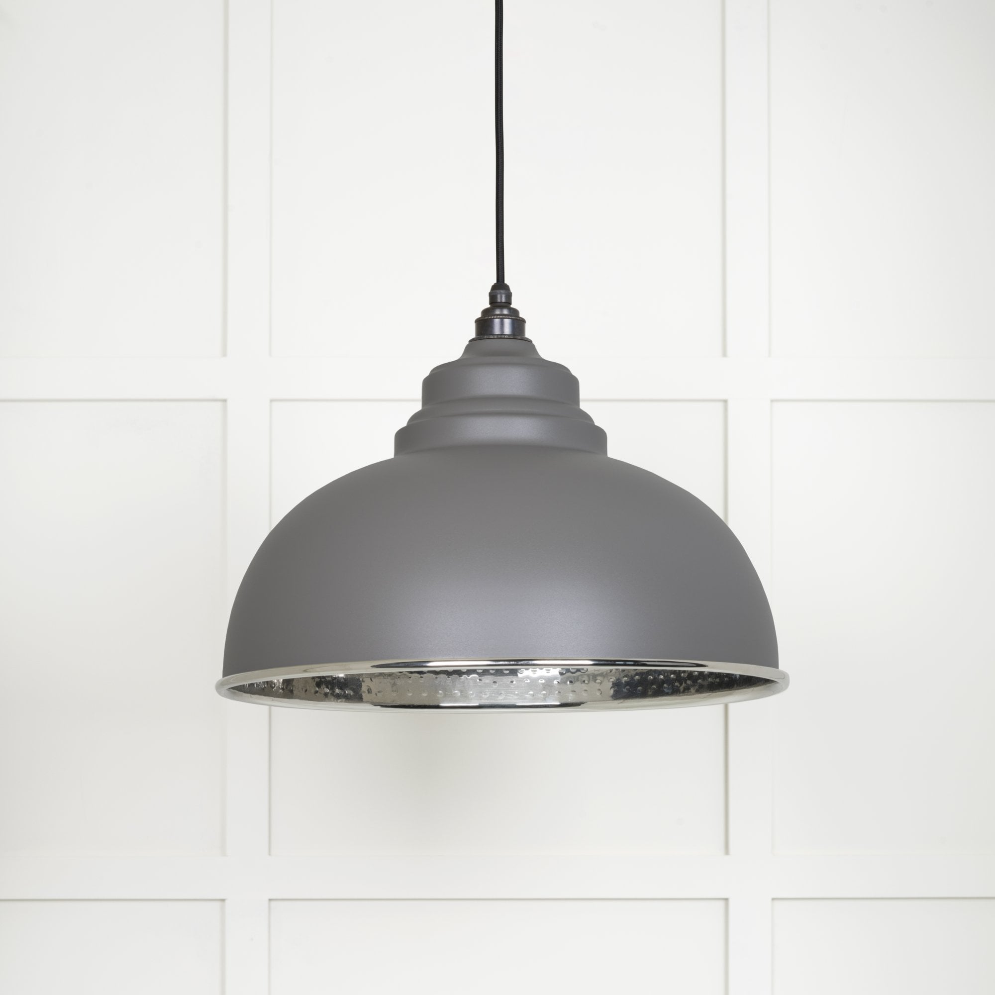 From The Anvil Hammered Nickel Harborne Pendant - Bluff (Warm Grey)
