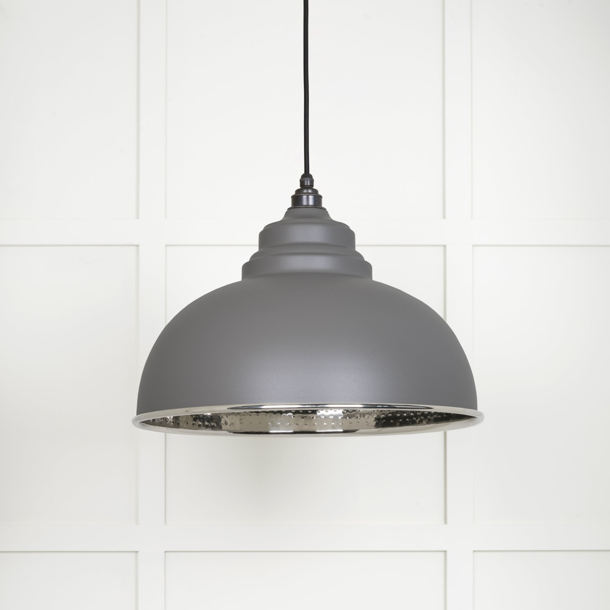 From The Anvil Hammered Nickel Harborne Pendant - Bluff (Warm Grey)