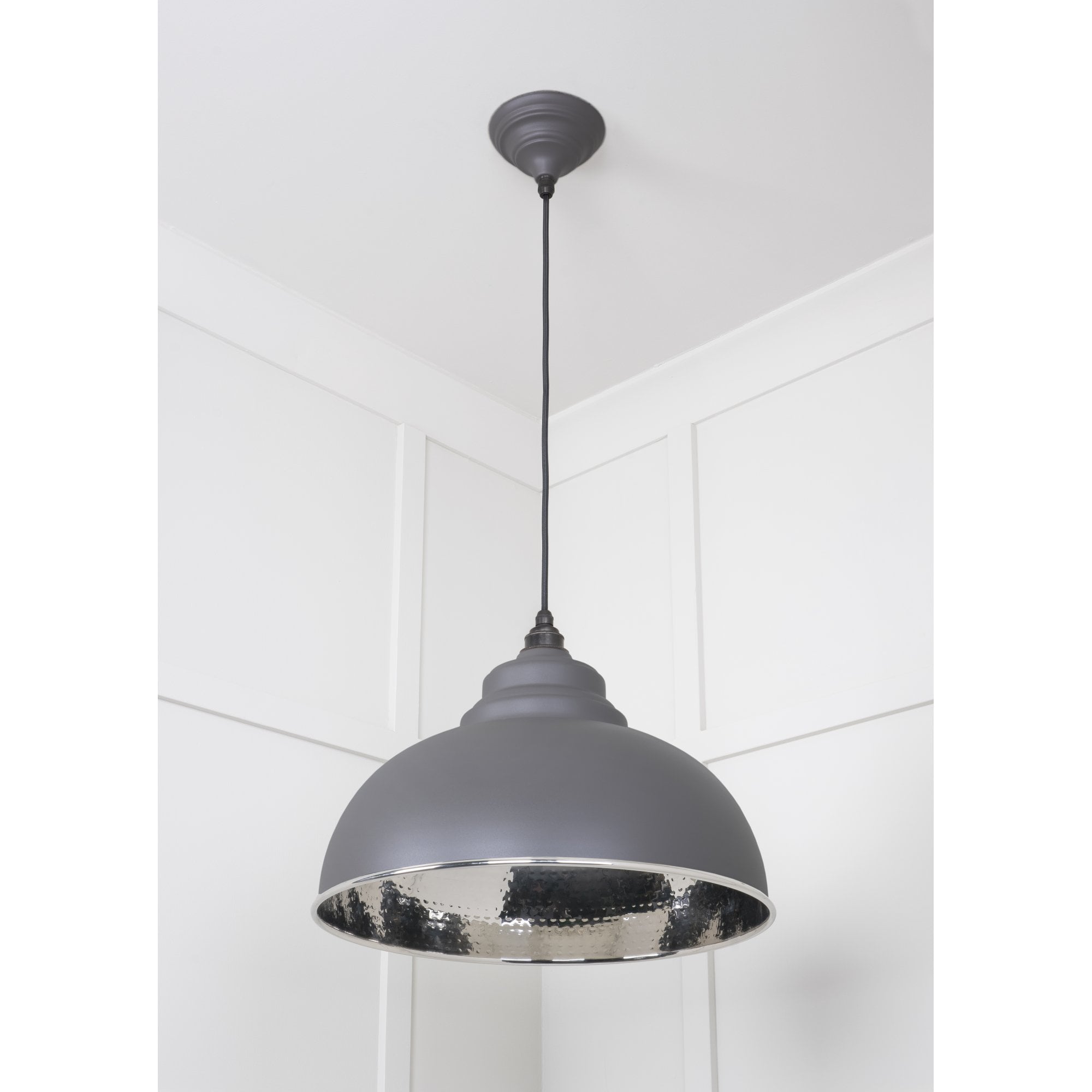 From The Anvil Hammered Nickel Harborne Pendant - Bluff (Warm Grey)