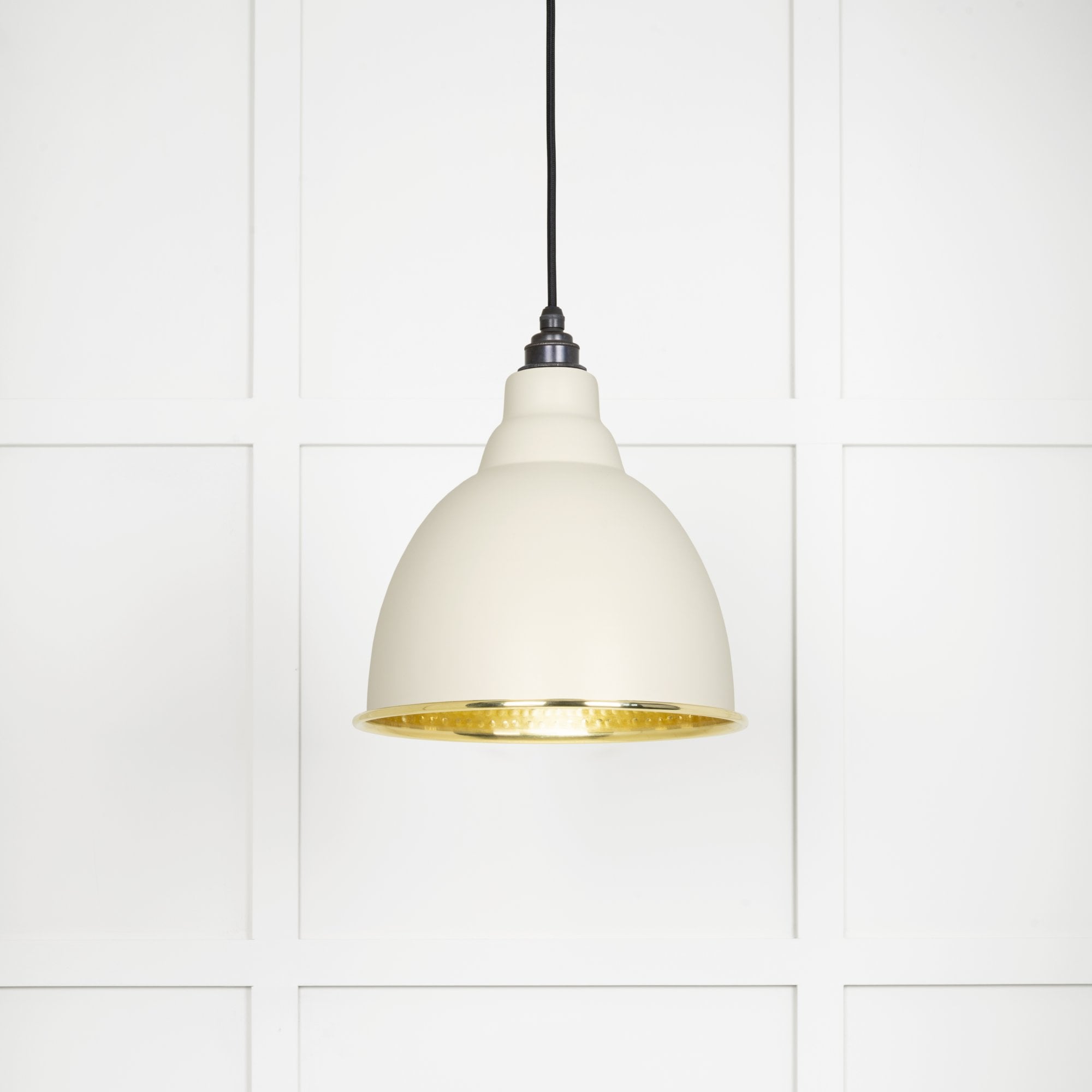 From The Anvil Hammered Brass Brindley Pendant - Teasel (Off White/Cream)