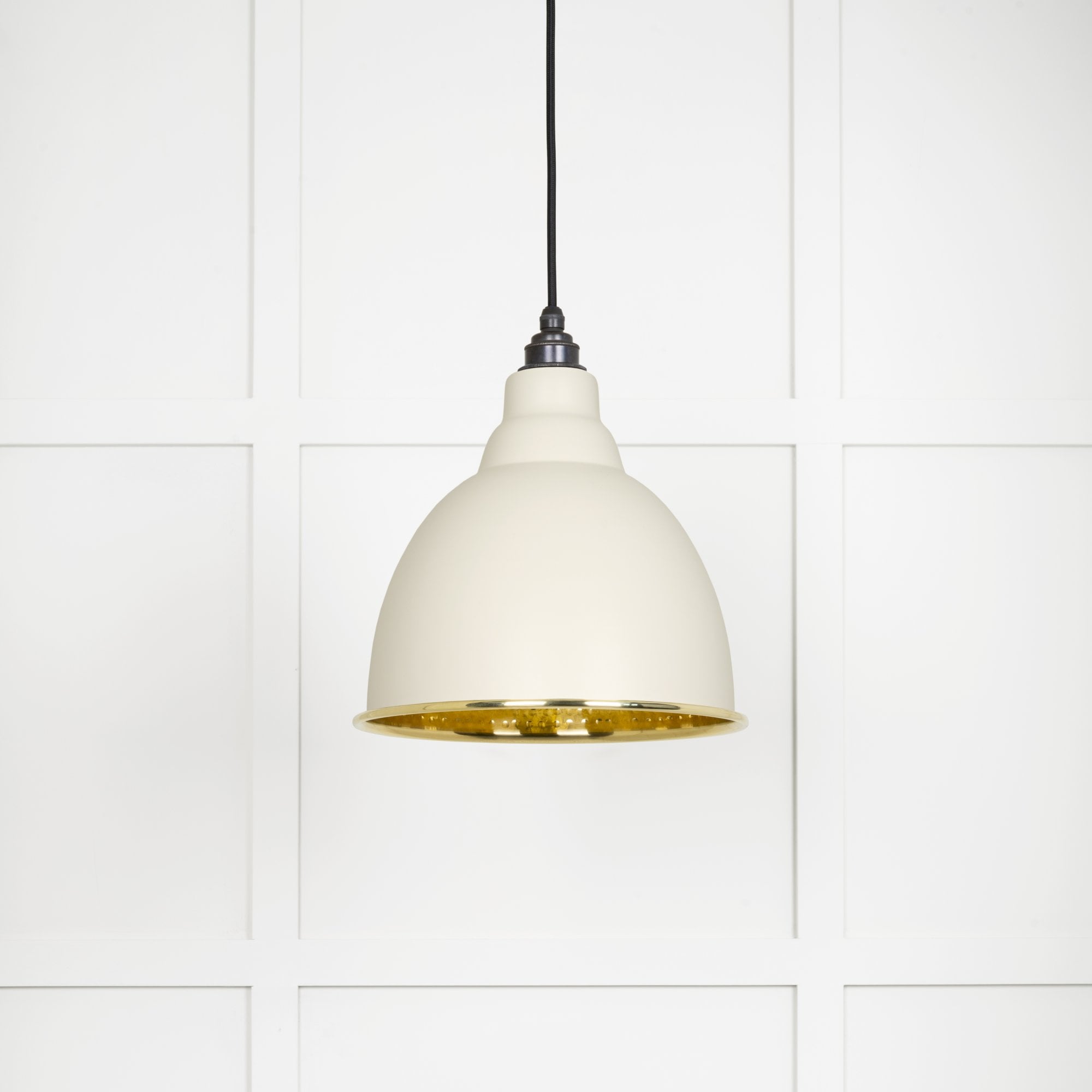 From The Anvil Hammered Brass Brindley Pendant - Teasel (Off White/Cream)