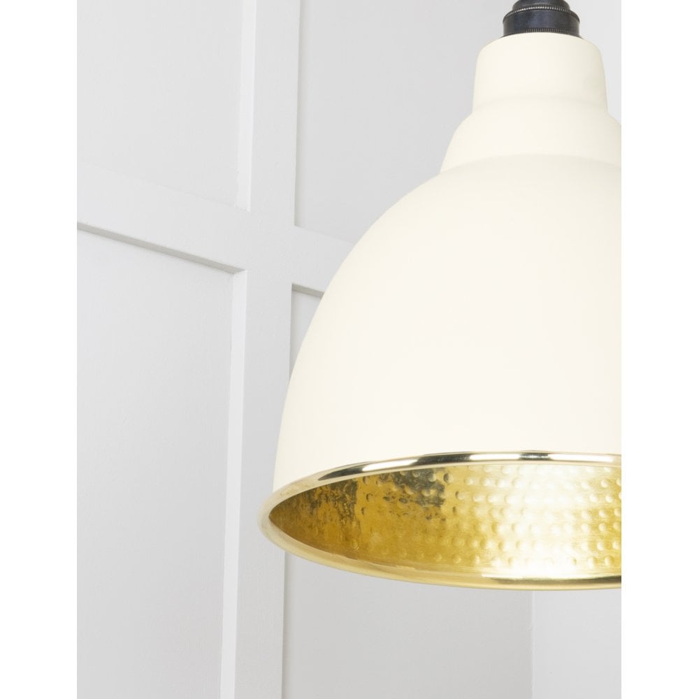 From The Anvil Hammered Brass Brindley Pendant - Teasel (Off White/Cream)
