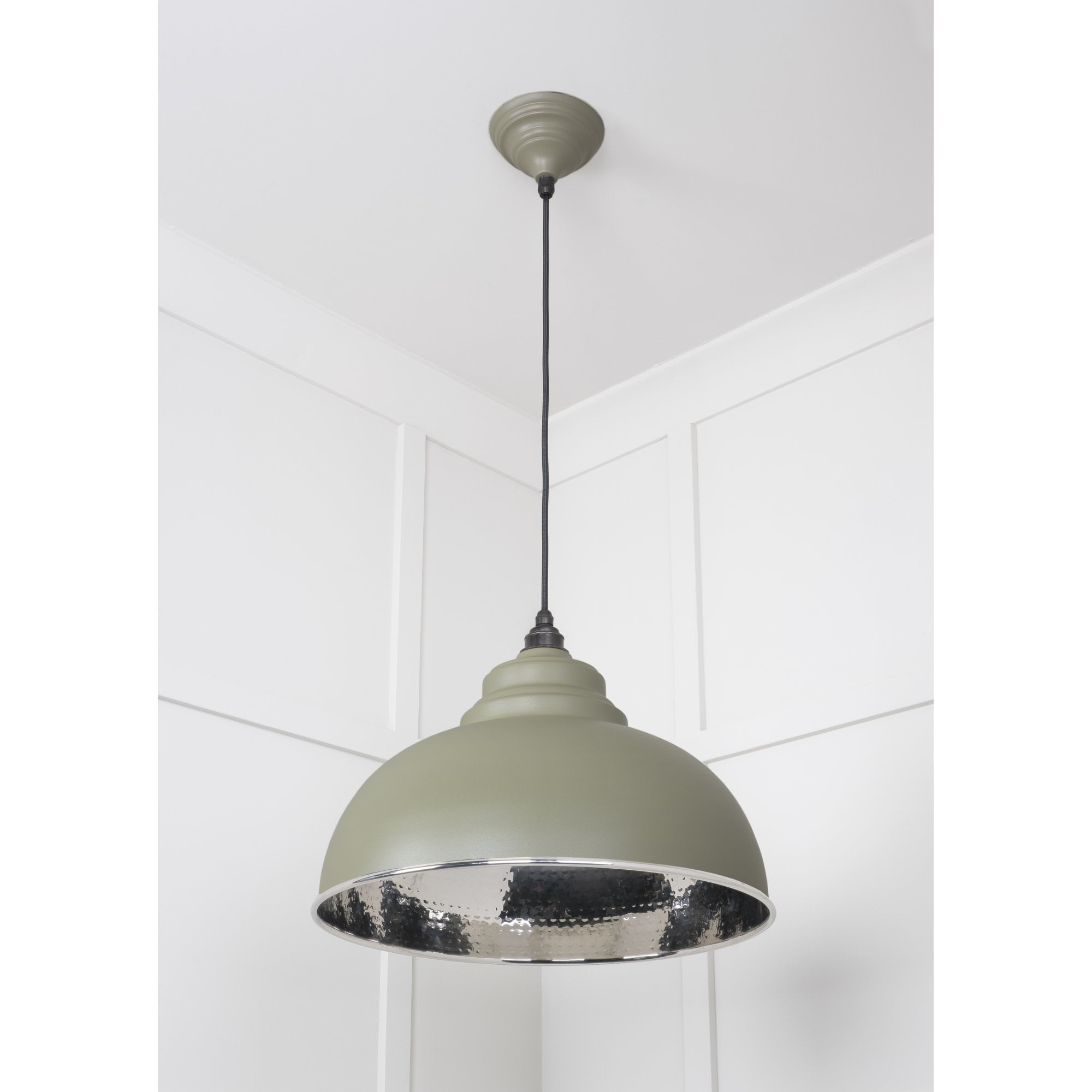 From The Anvil Hammered Nickel Harborne Pendant - Tump (Pale Green)