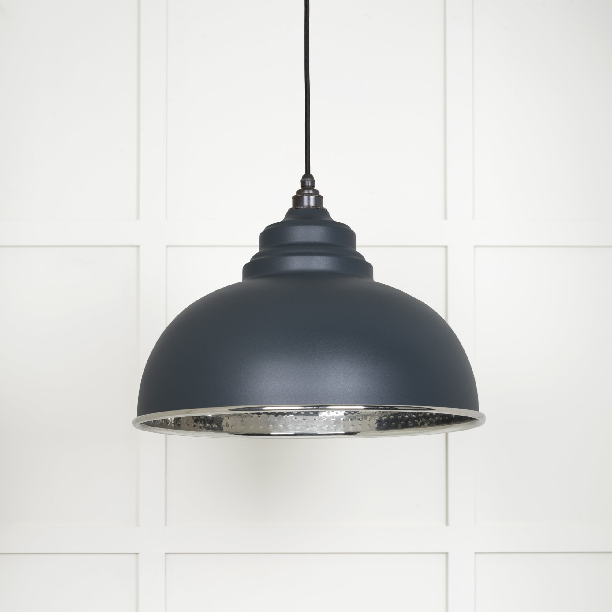 From The Anvil Hammered Nickel Harborne Pendant - Soot (Dark Grey)