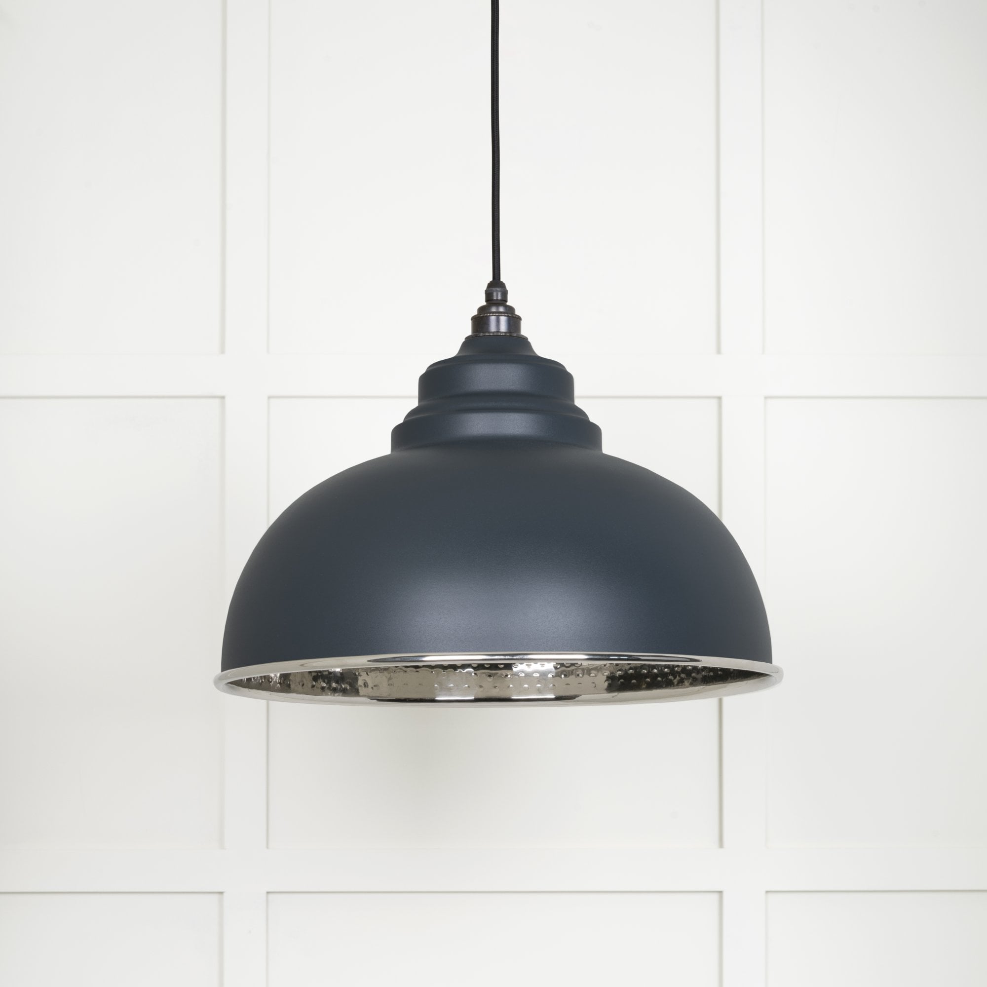 From The Anvil Hammered Nickel Harborne Pendant - Soot (Dark Grey)