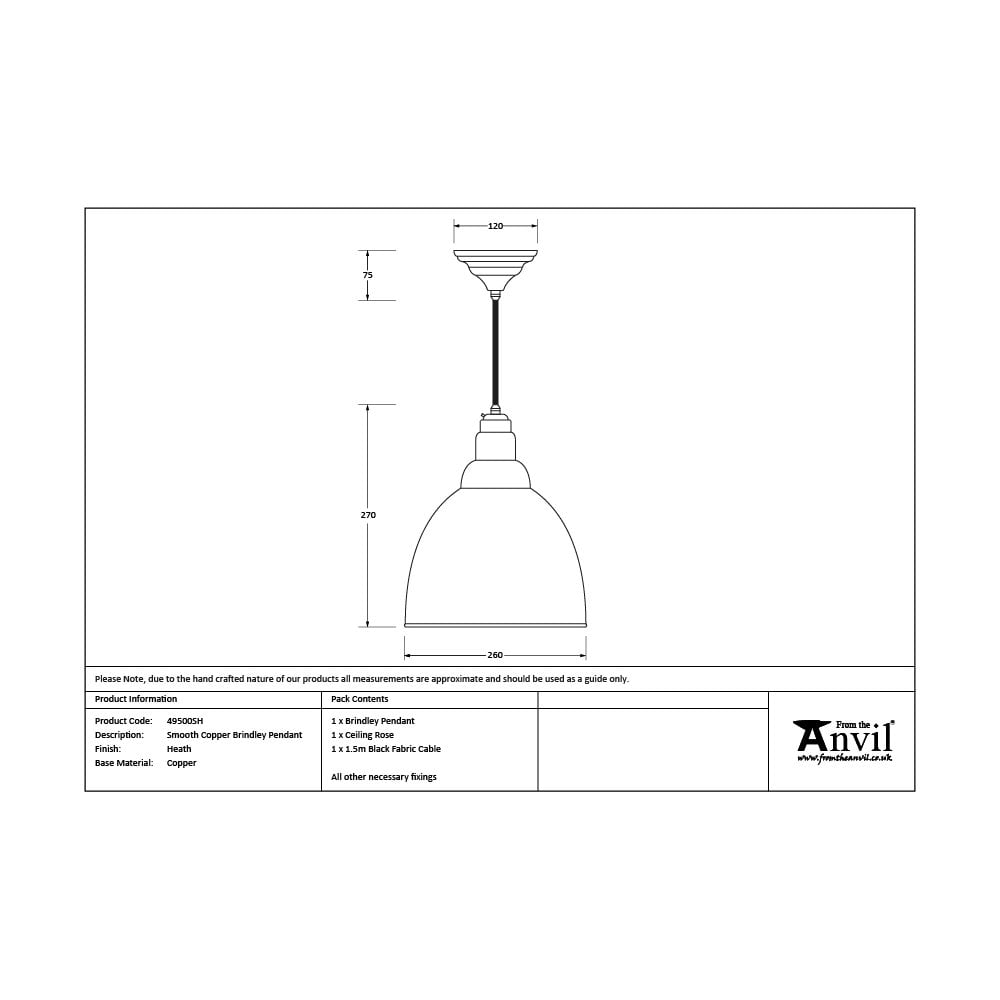 From The Anvil Smooth Copper Brindley Pendant - Heath (Earthy Green)