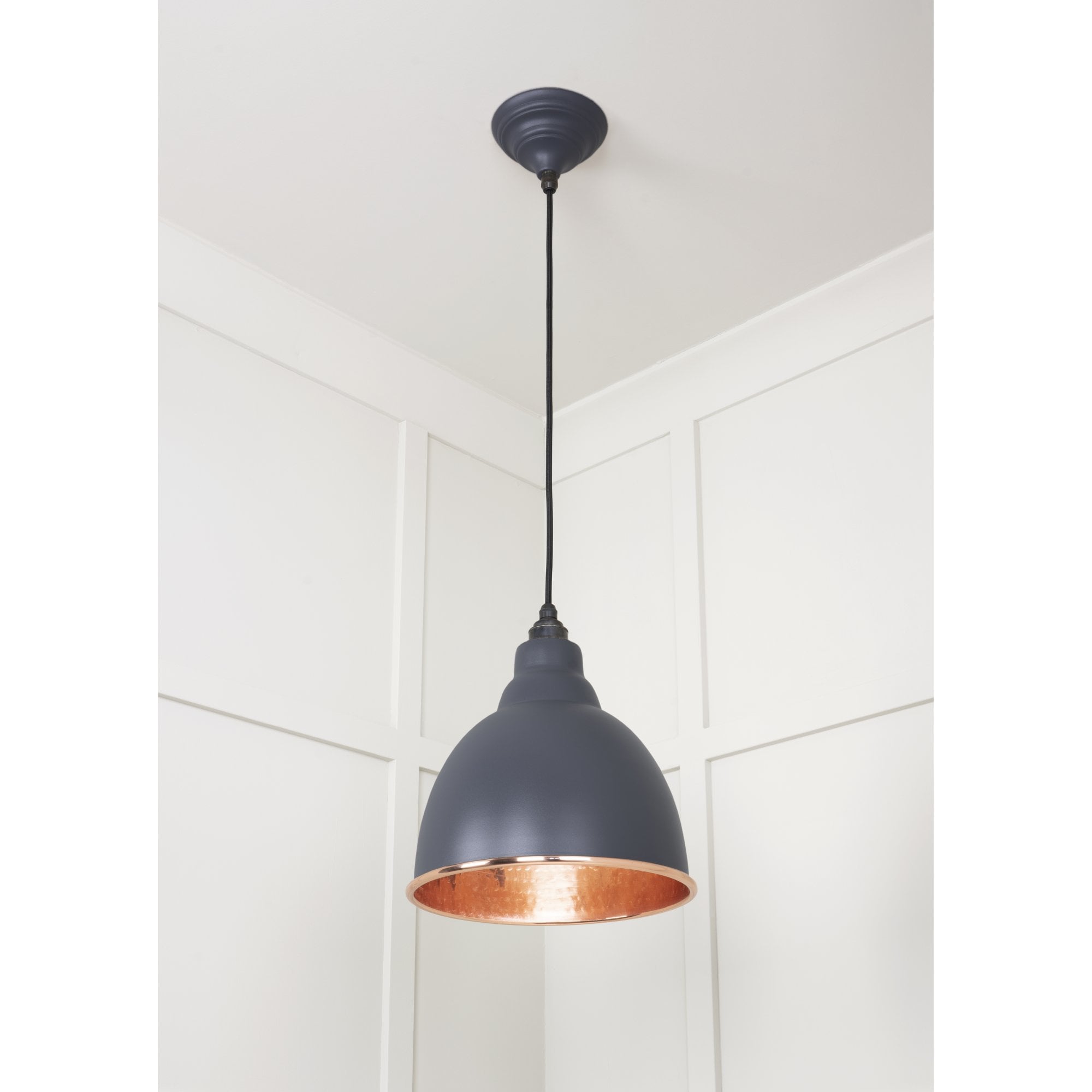 From The Anvil Hammered Copper Brindley Pendant - Slate (Mid Grey)