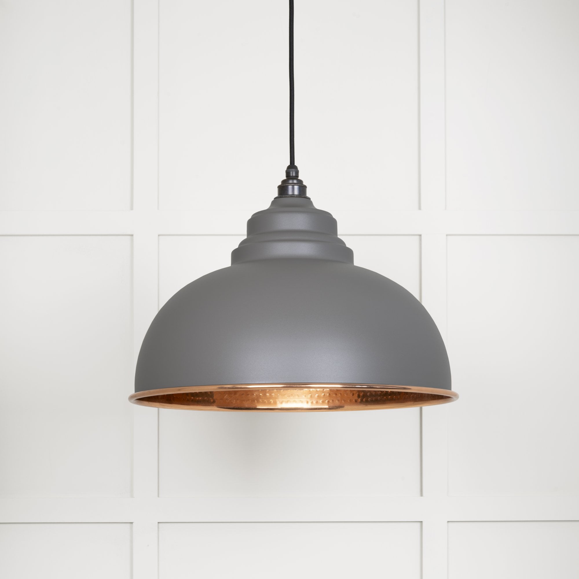 From The Anvil Hammered Copper Harborne Pendant - Bluff (Warm Grey)