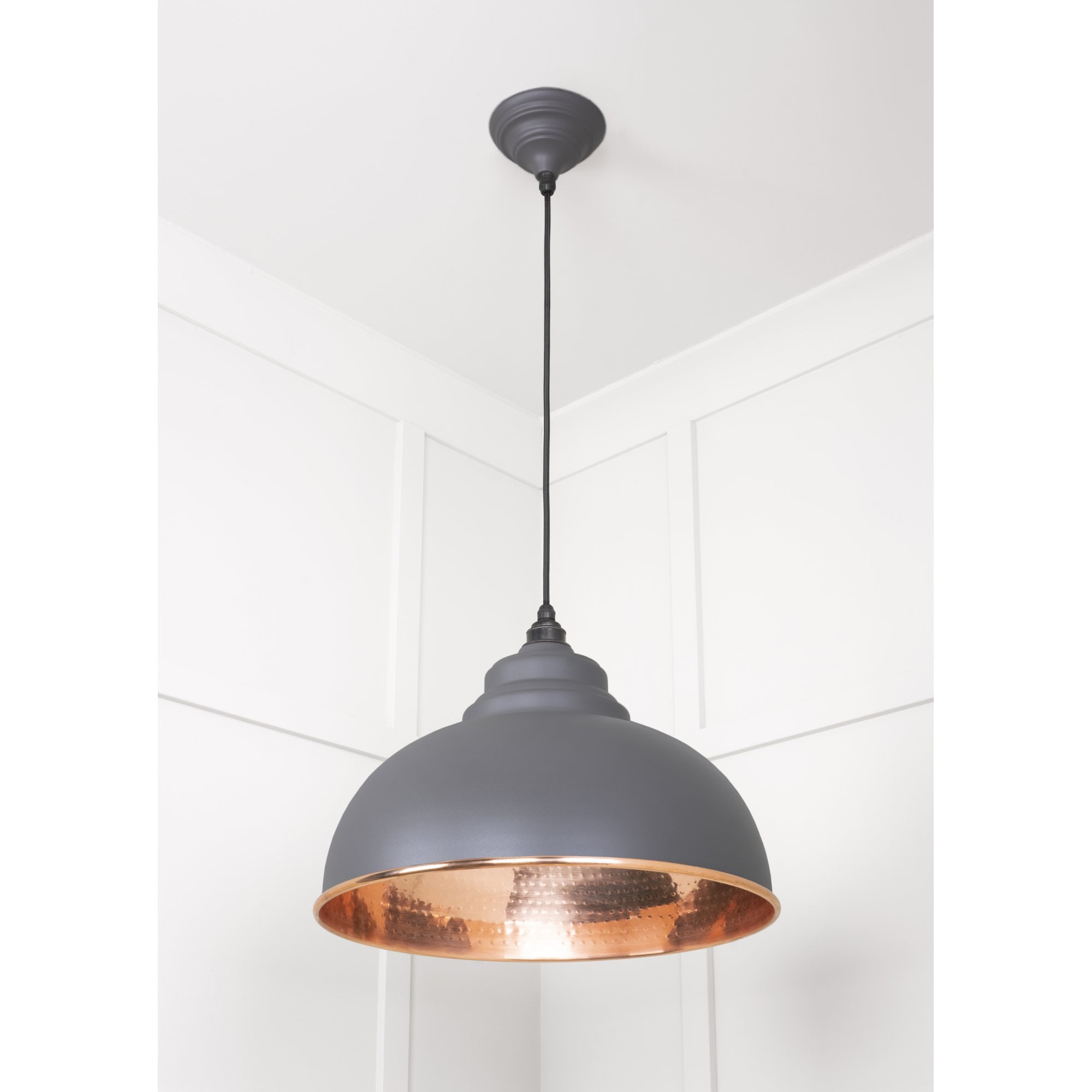 From The Anvil Hammered Copper Harborne Pendant - Bluff (Warm Grey)