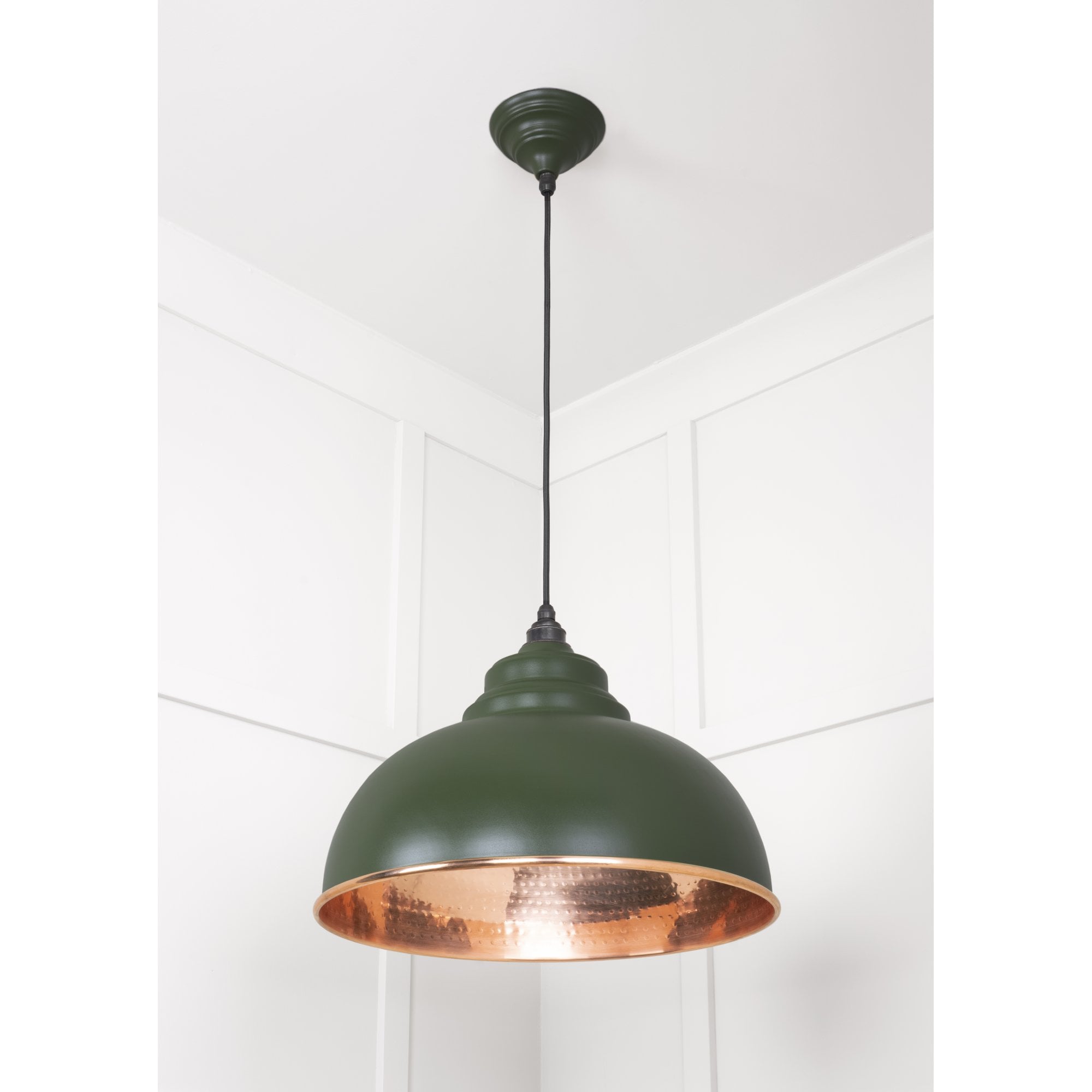 From The Anvil Hammered Copper Harborne Pendant - Heath (Earthy Green)